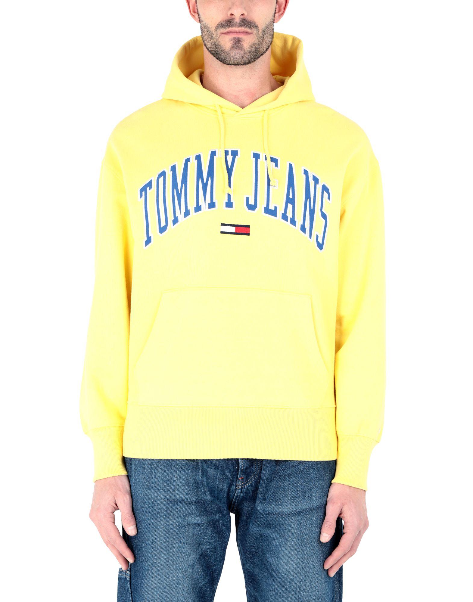 Tommy Hilfiger Denim Logo Hooded Sweatshirt in Yellow for Men - Lyst