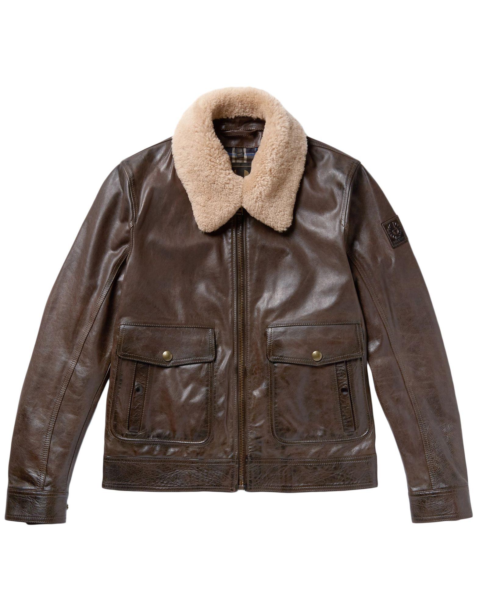 Belstaff Mentmore Shearling-trimmed Leather Jacket in Dark Brown (Brown)  for Men - Lyst