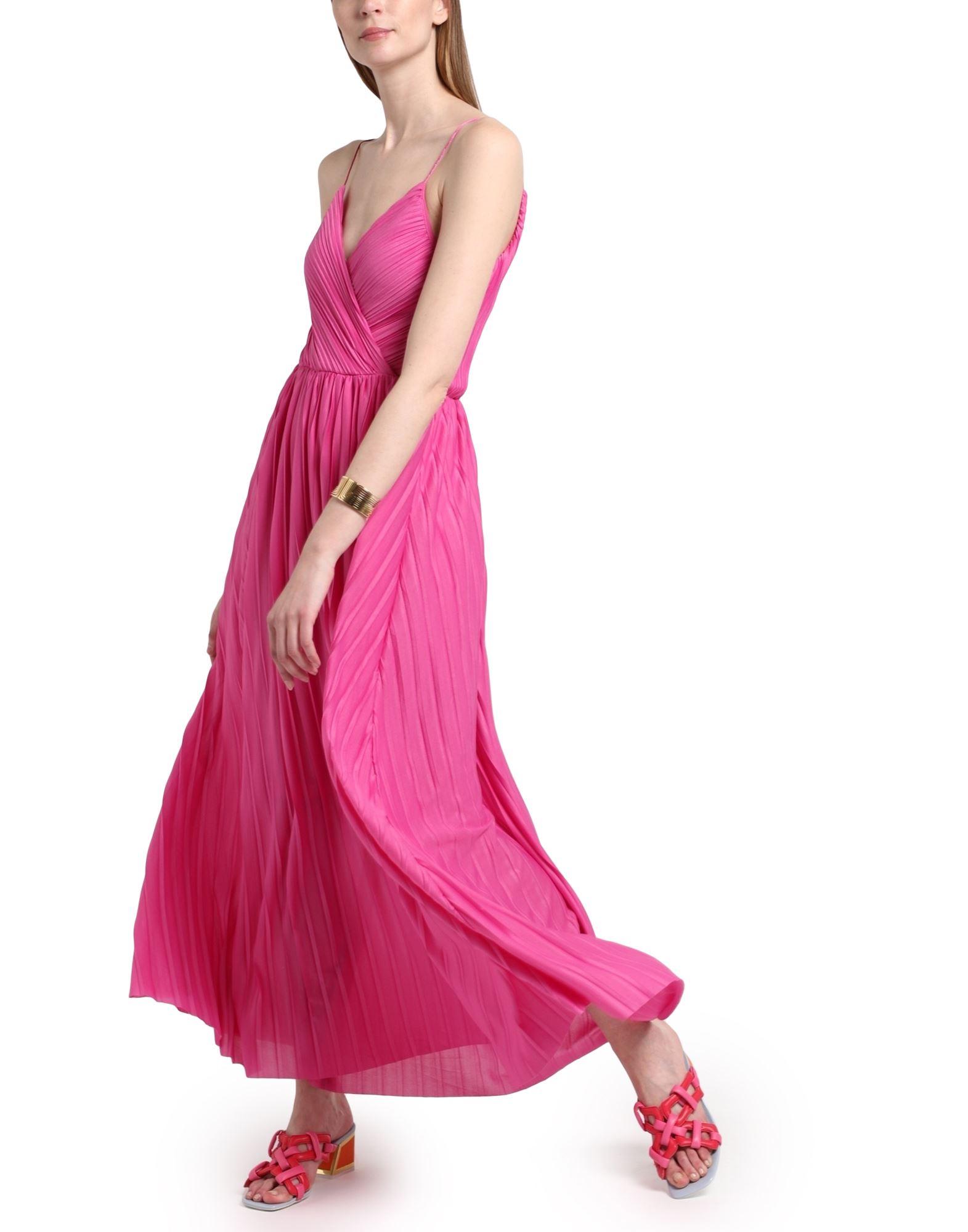 ONLY Synthetic Long Dress in Fuchsia (Pink) | Lyst