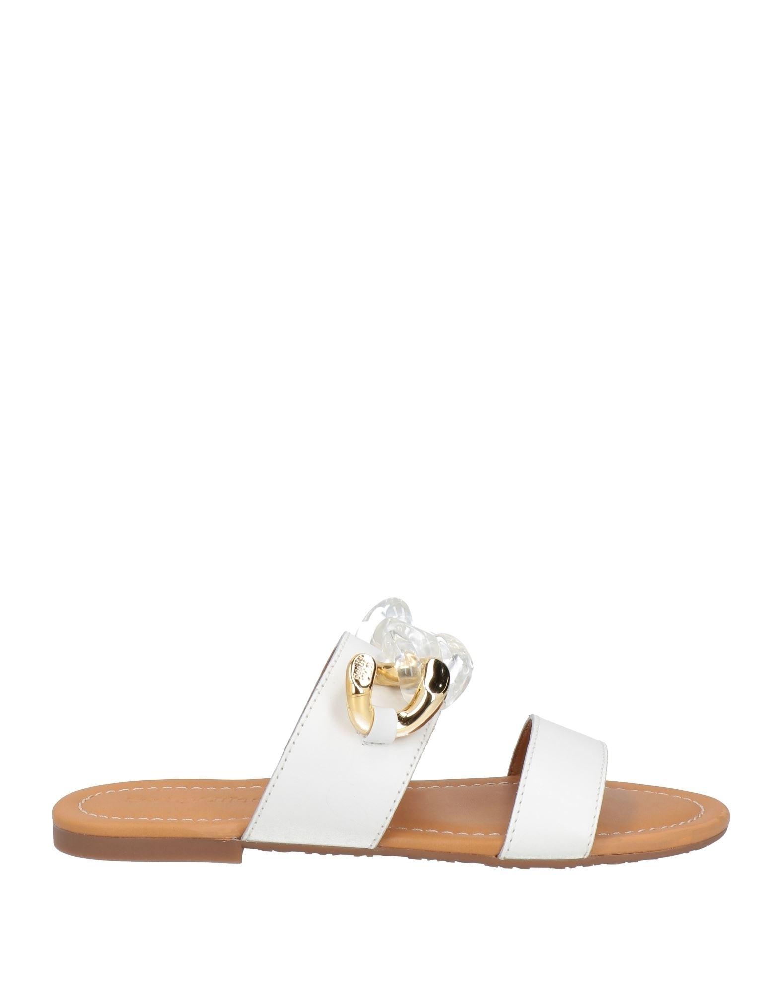サンダル・ミュール See by Chloe' Sandals Women Leather White/Ivory See By Chloé Women's Leather Slide Sandals - Chalk - UK 3