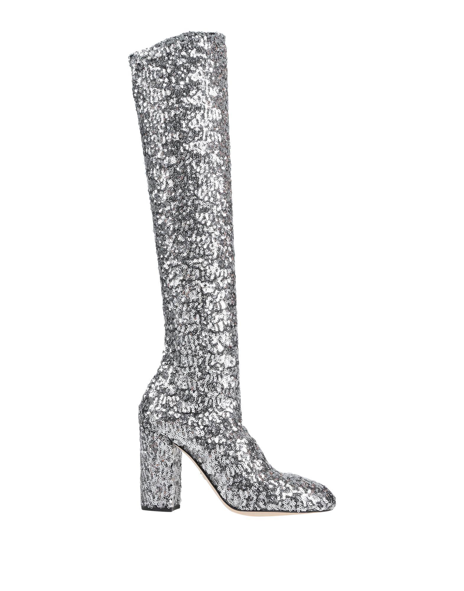 Dolce & Gabbana Glitter Knee-high Boots in Metallic | Lyst