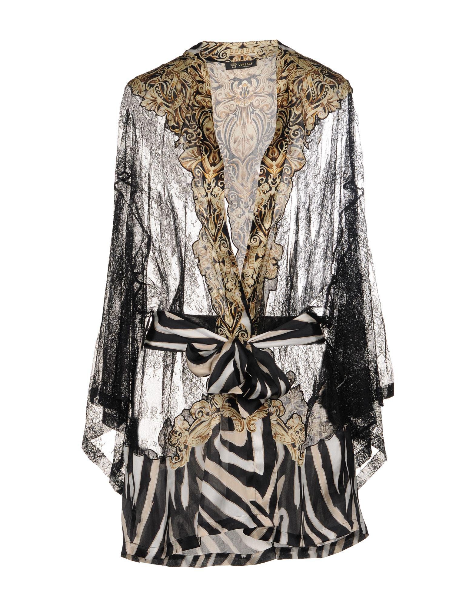 Versace Lace Dressing Gown in Black - Lyst