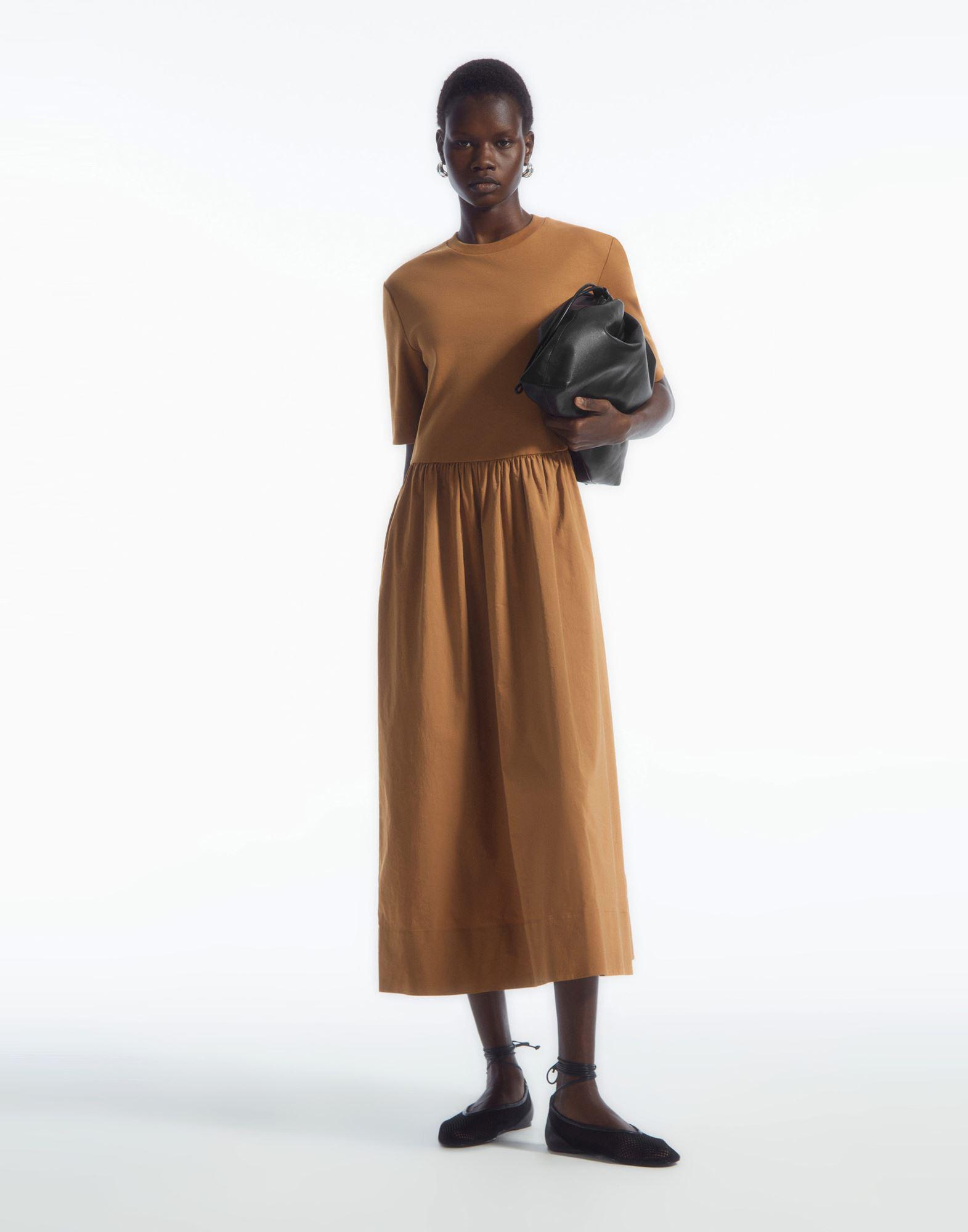 Robe Longue COS Bleu Gris En Coton Chambray - Taille 44 - Manches Dolman - Occasion Parfait état