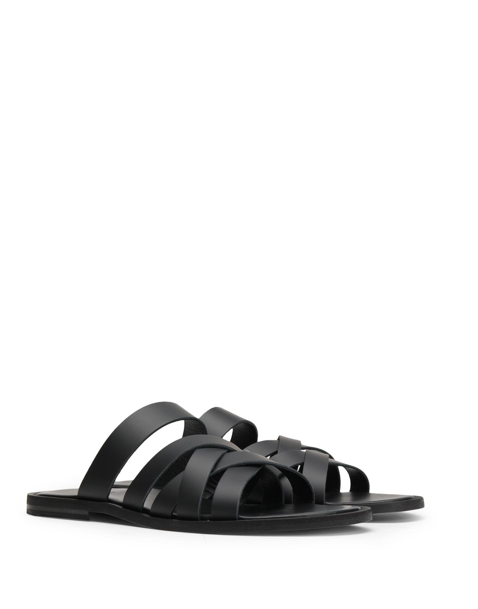 8 by YOOX Leather Sandals in Black for Men - Lyst