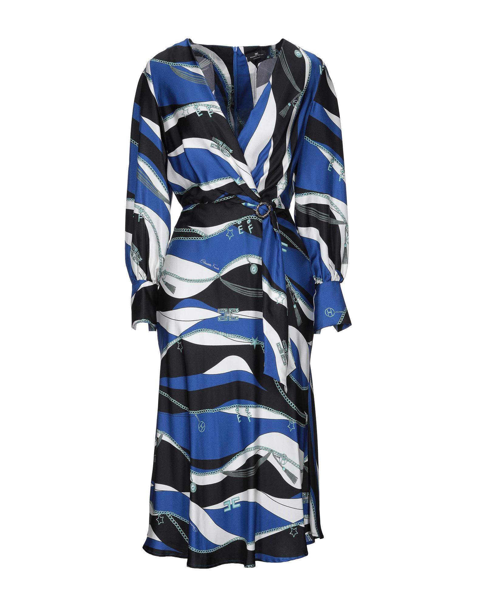 Elisabetta Franchi Midi Dress in Blue | Lyst