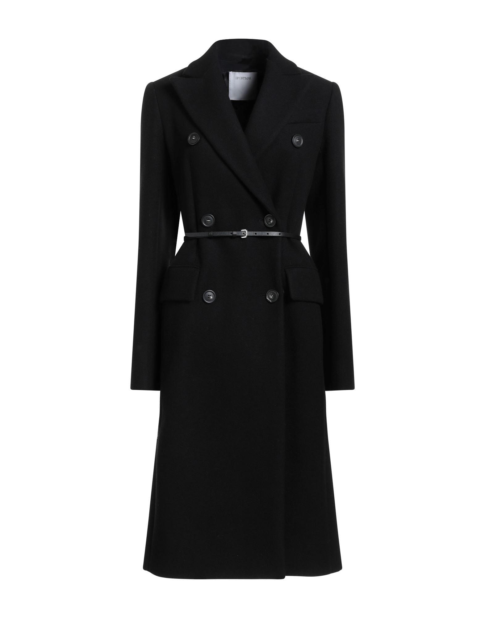 コート SPORTMAX COAT (2321260239600 001) Calf-length skirt with a double-wrap belt, black | Sportmax