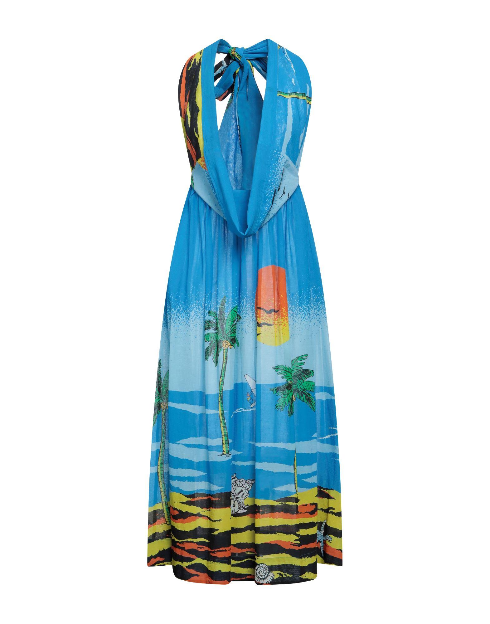 blue dress for baby girl Ganni BLUE FLORAL CRINKLED SATIN LONG DRESS  Shop at the Mix
