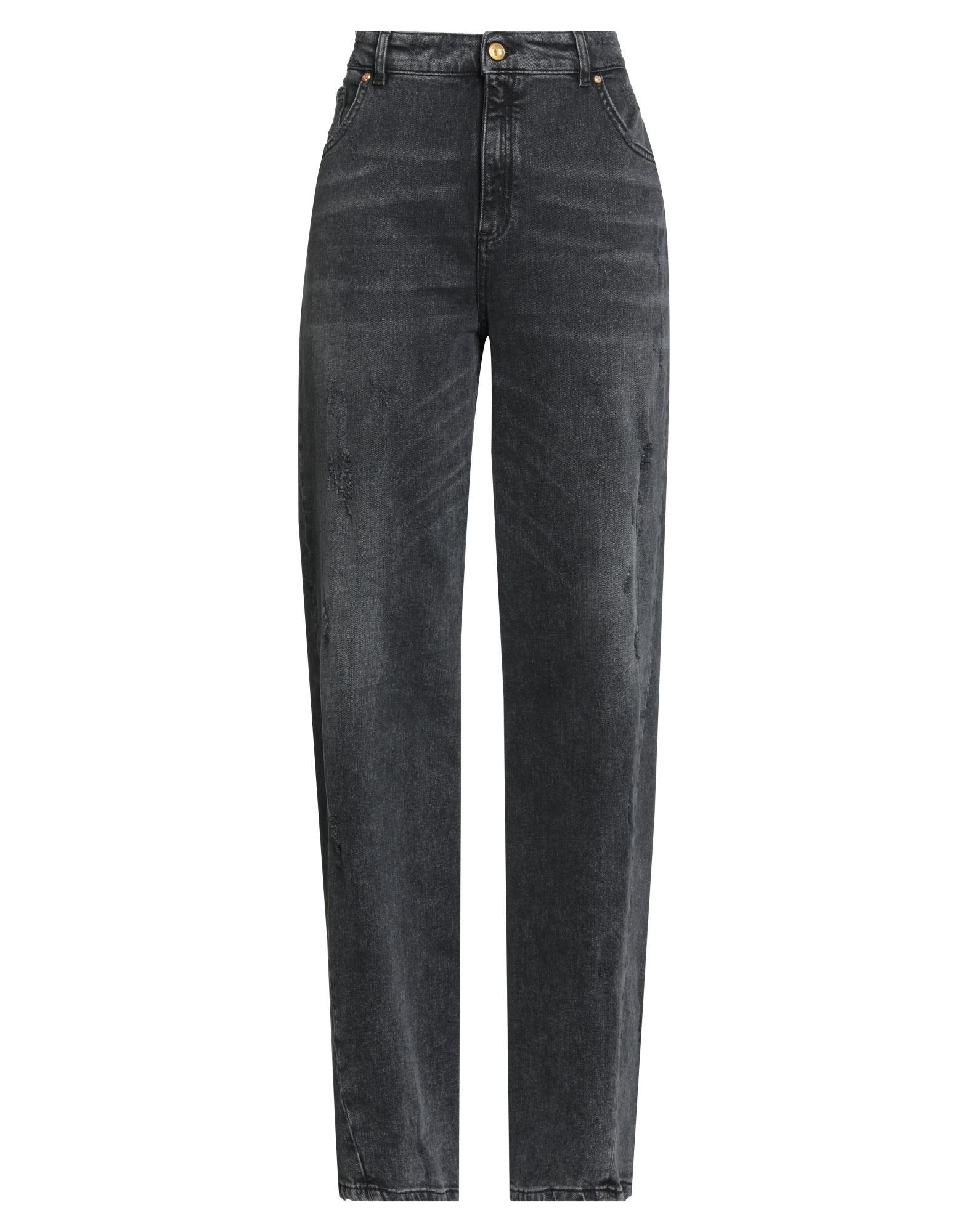 デニム・ジーパン BLUMARINE DARK BROWN COTTON DENIM JEANS Blumarine Women's Denim Pants Mini Logo Pocket Straight Leg