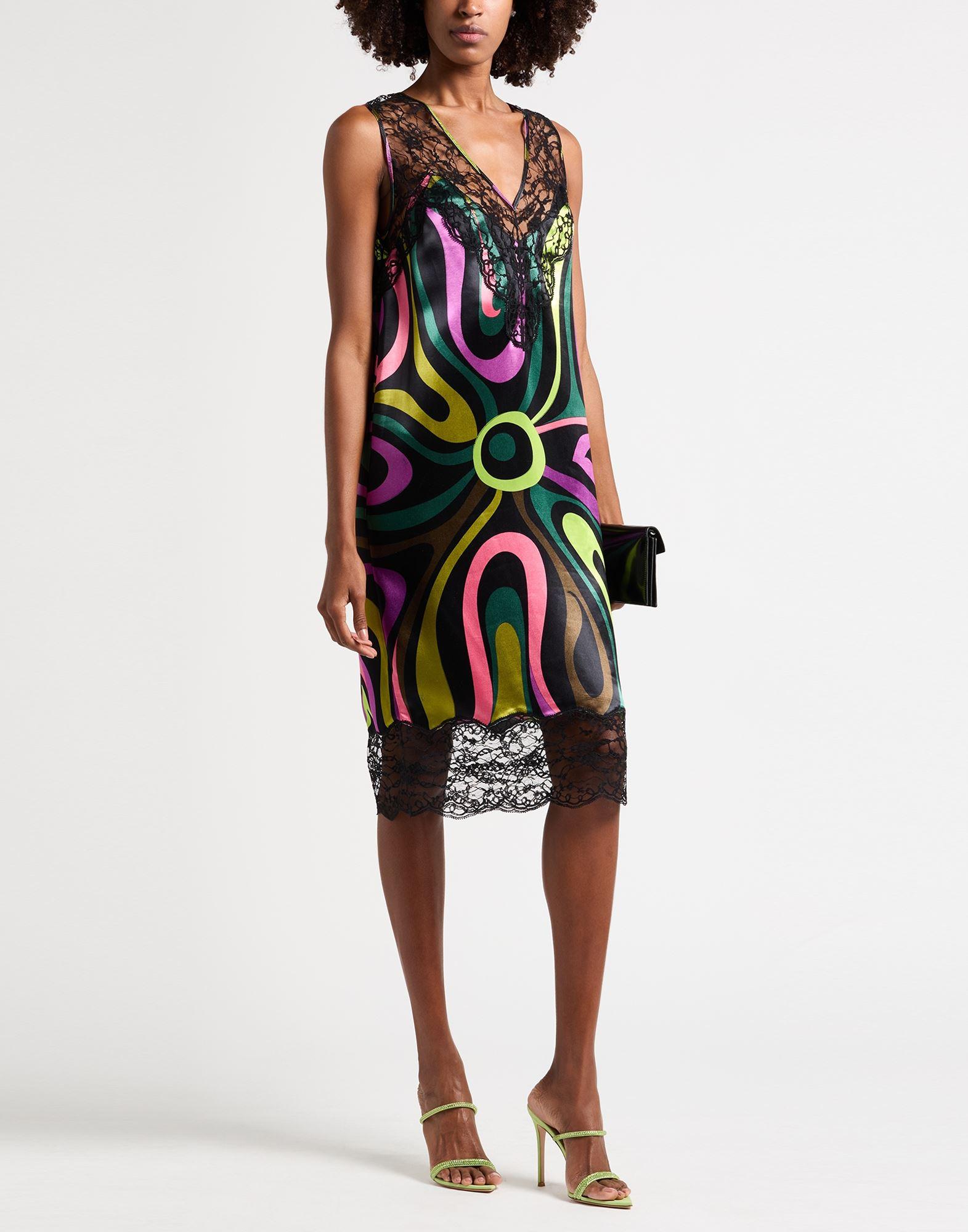 pucci midi dresses Fari asymmetric silk twill midi dress in black - Pucci