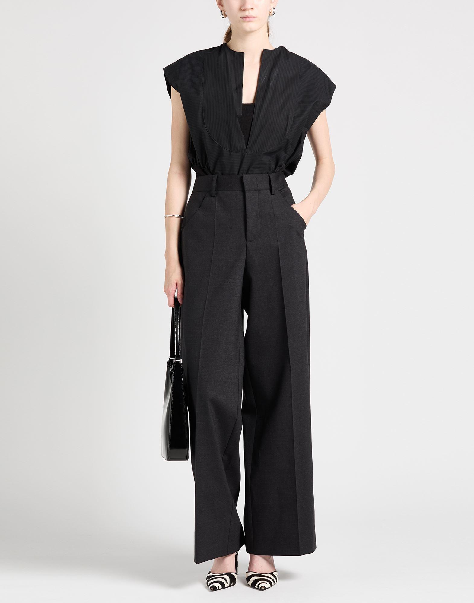 パンツ Philosophy Di Lorenzo Serafini Tailored Black Trousers With Philosophy Di Lorenzo Serafini faux-leather Flared Trousers