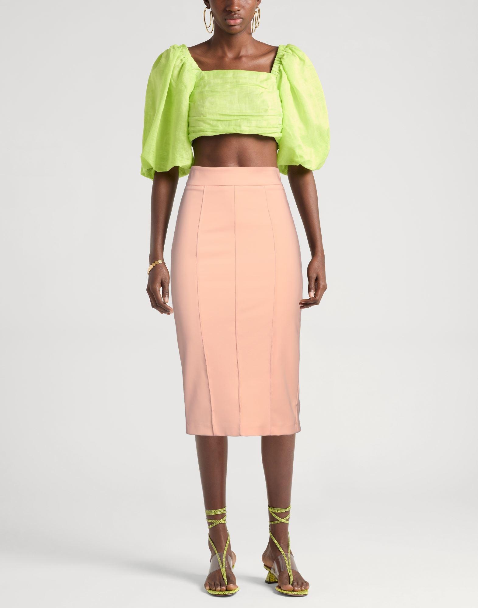 ワンピース ELISABETTA FRANCHI Women Mid Skirts ABR2252E2 DC6 Orange Elisabetta Franchi Midi Skirt in Orange | Lyst