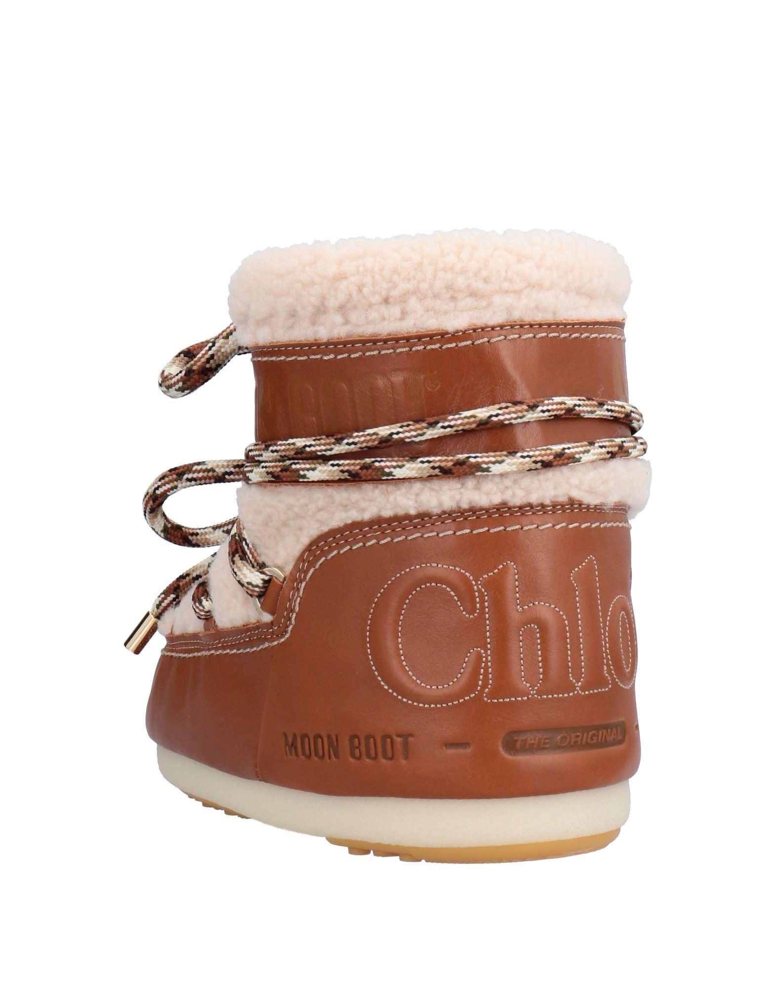CHLOÉ x MOON BOOT Ankle Boots Shearling in Brown | Lyst UK