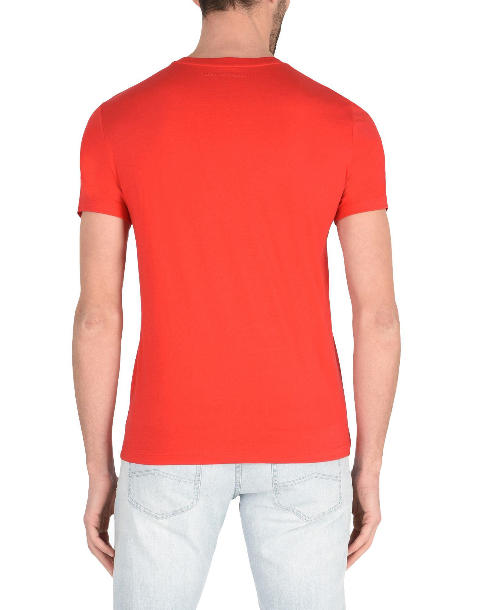 Armani Exchange Cotton T-shirt in Red for Men - Lyst