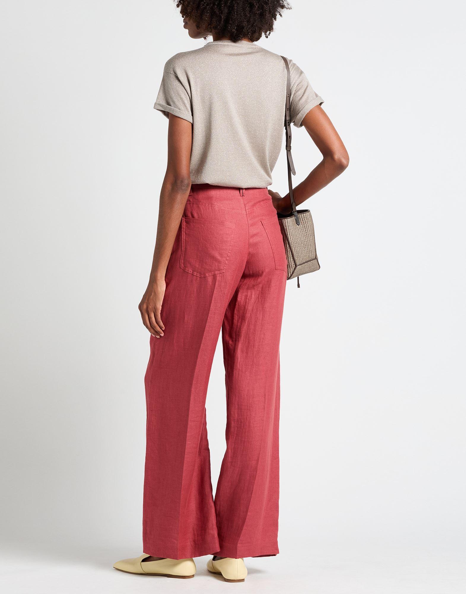 Brunello Cucinelli Pants Hemp, Linen in Red | Lyst