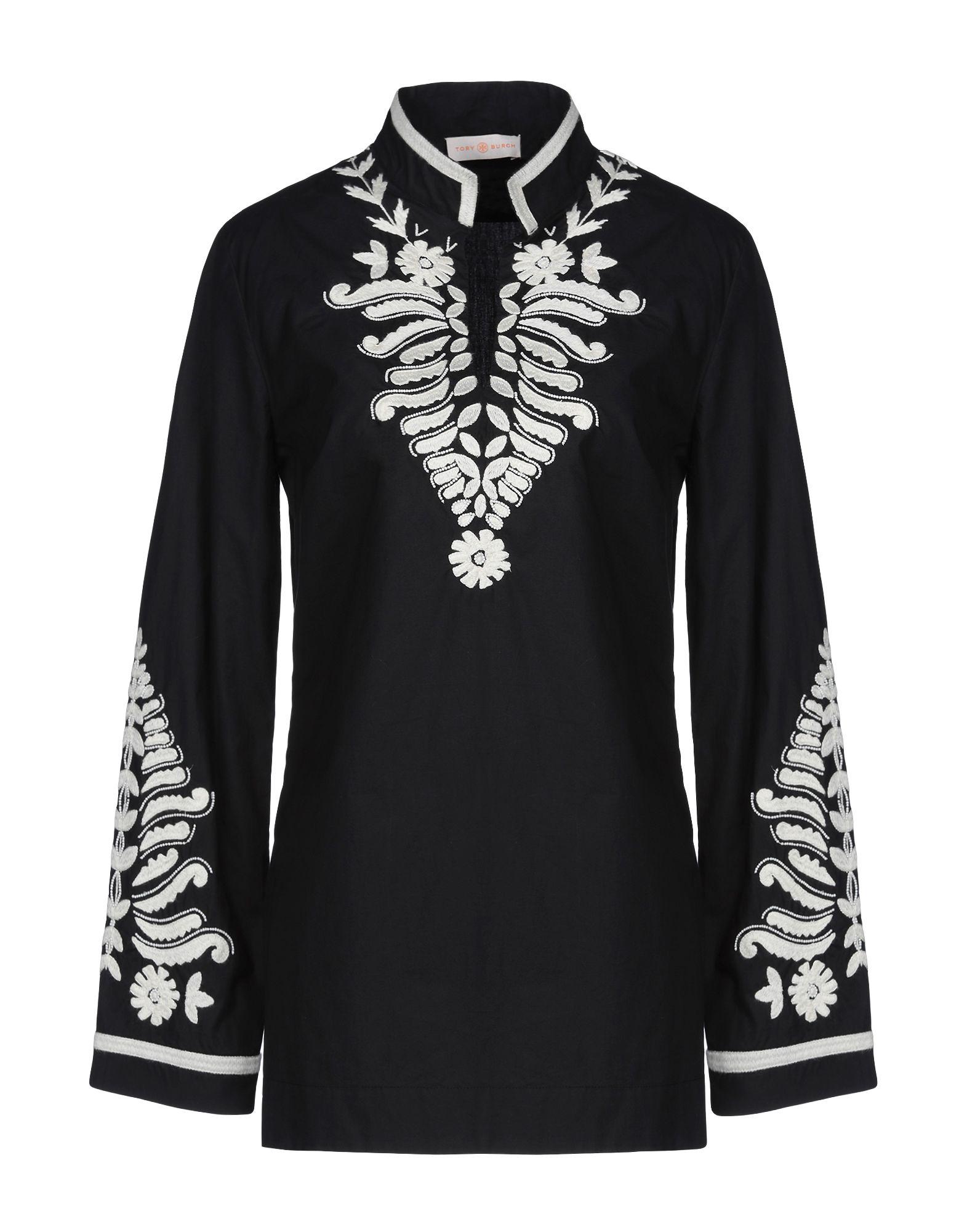 Tory Burch Bead-embellished Embroidered Cotton-poplin Tunic Black ...