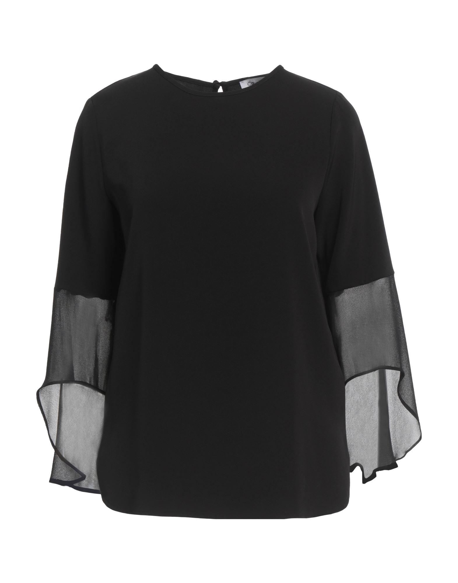 売れ筋商品|||カルバンクライン カットソー トップス レディース Women's Printed Split-Neck Long-Sleeve Shirt Black Multi Women's Long Sleeve T-Shirts | GH-Stores