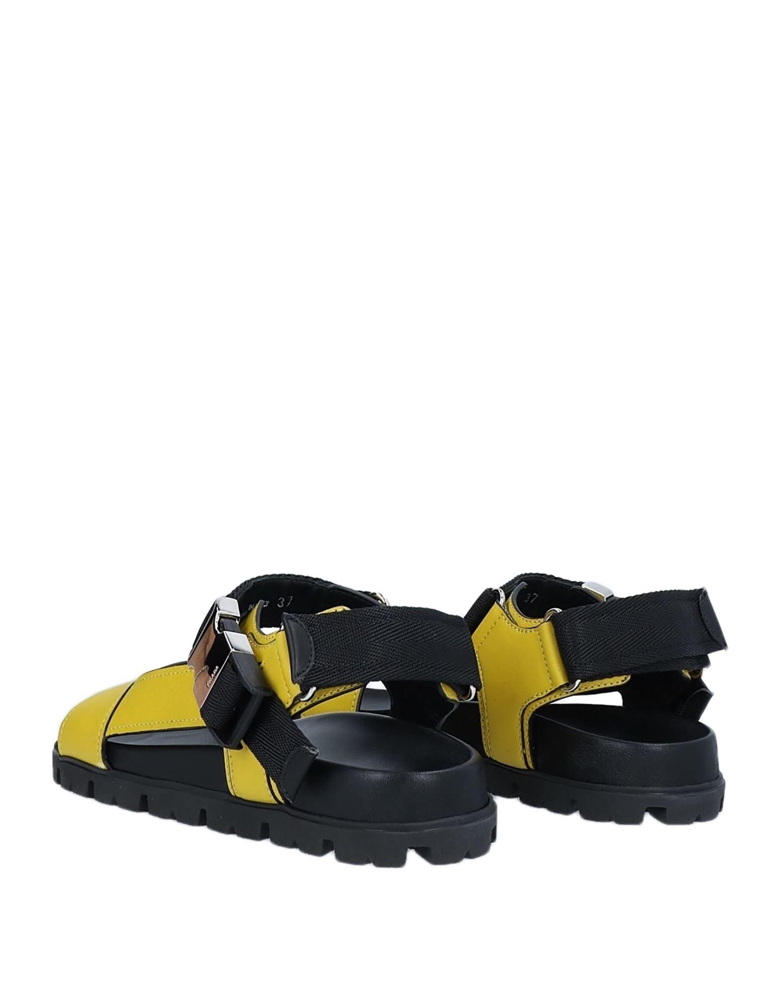 Prada Leather Sandals in Yellow | Lyst