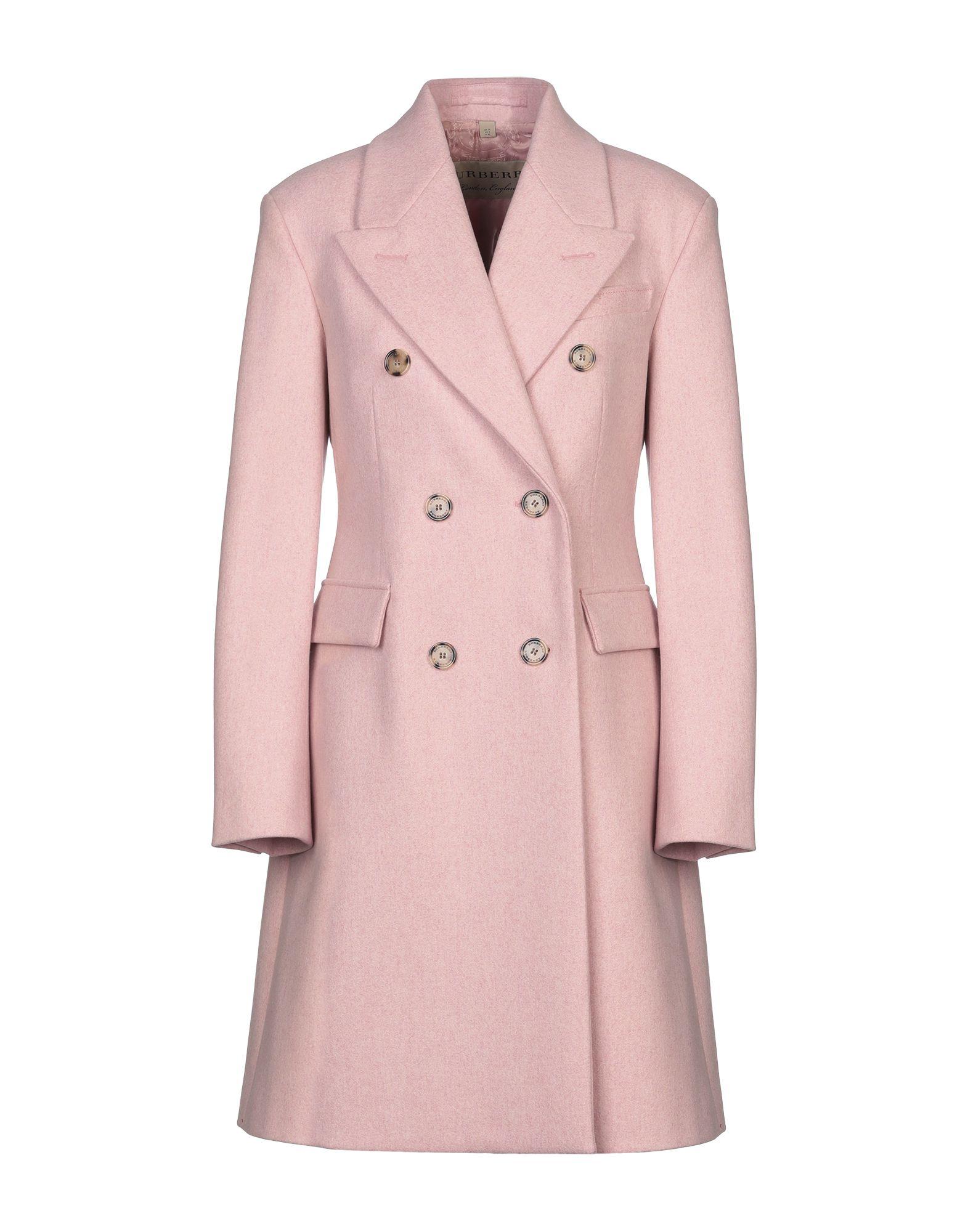 Burberry Flannel Coat in Pink Lyst