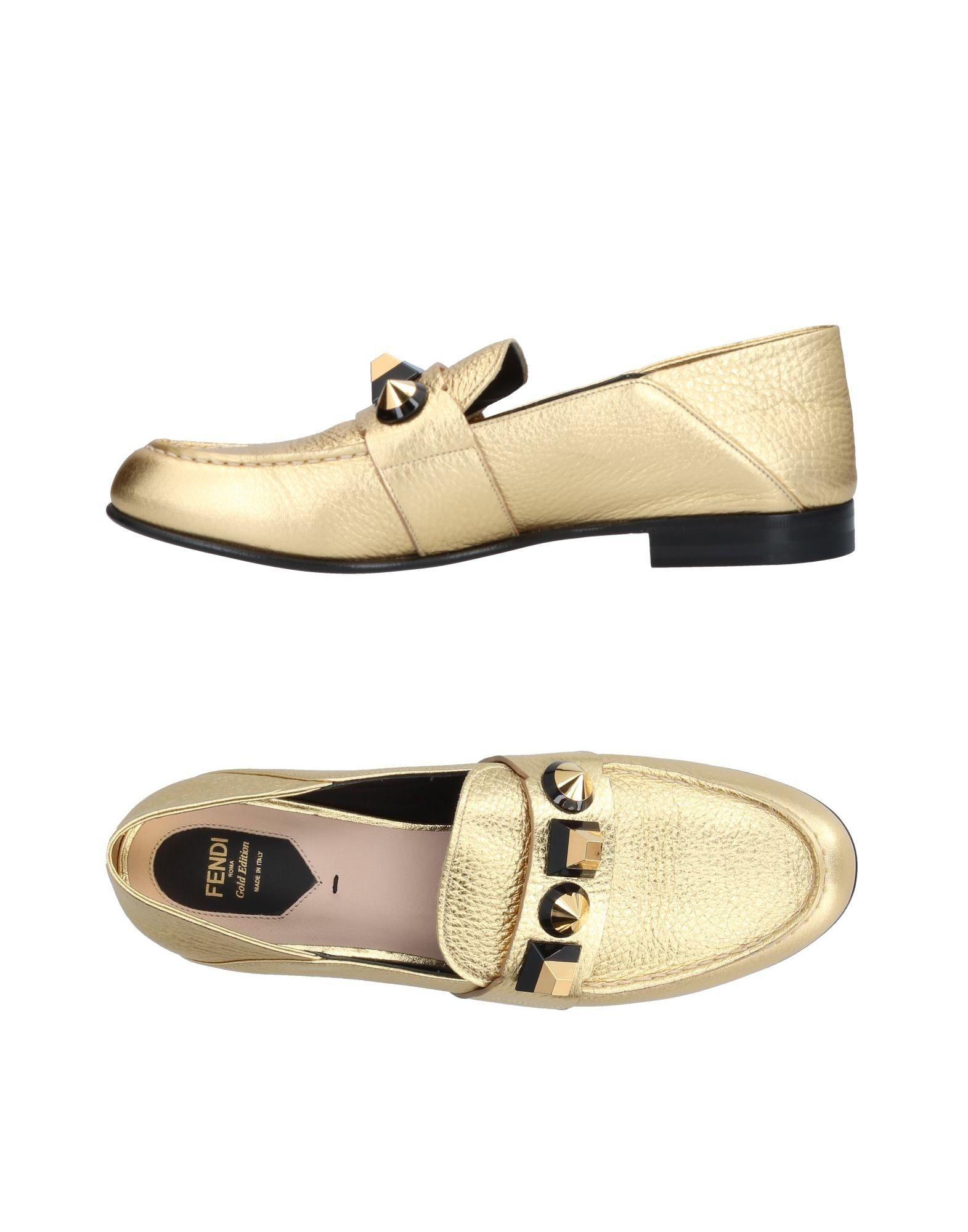 Fendi Leather Loafer in Gold (Metallic) Lyst