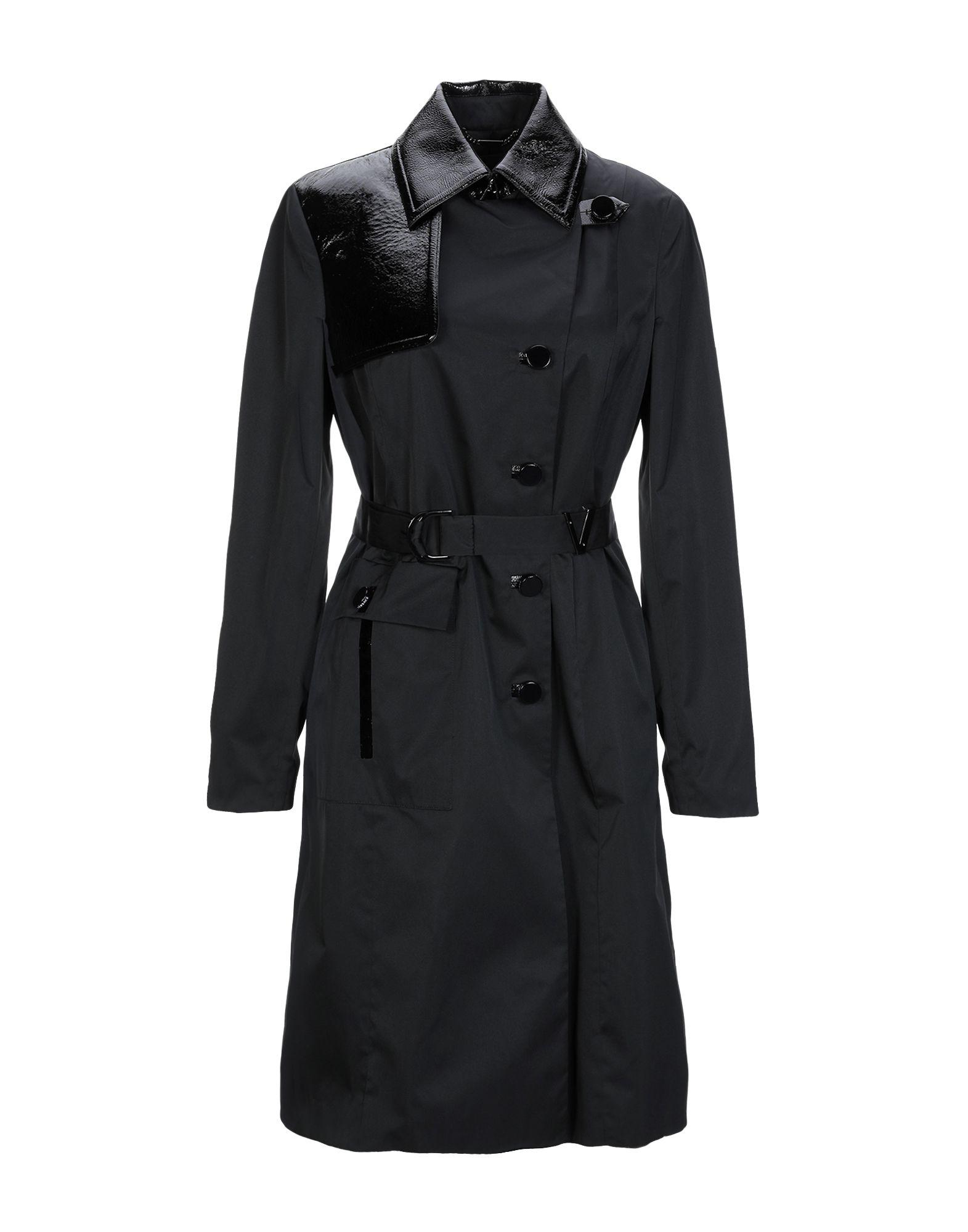 Versace Leather Overcoat in Black - Lyst