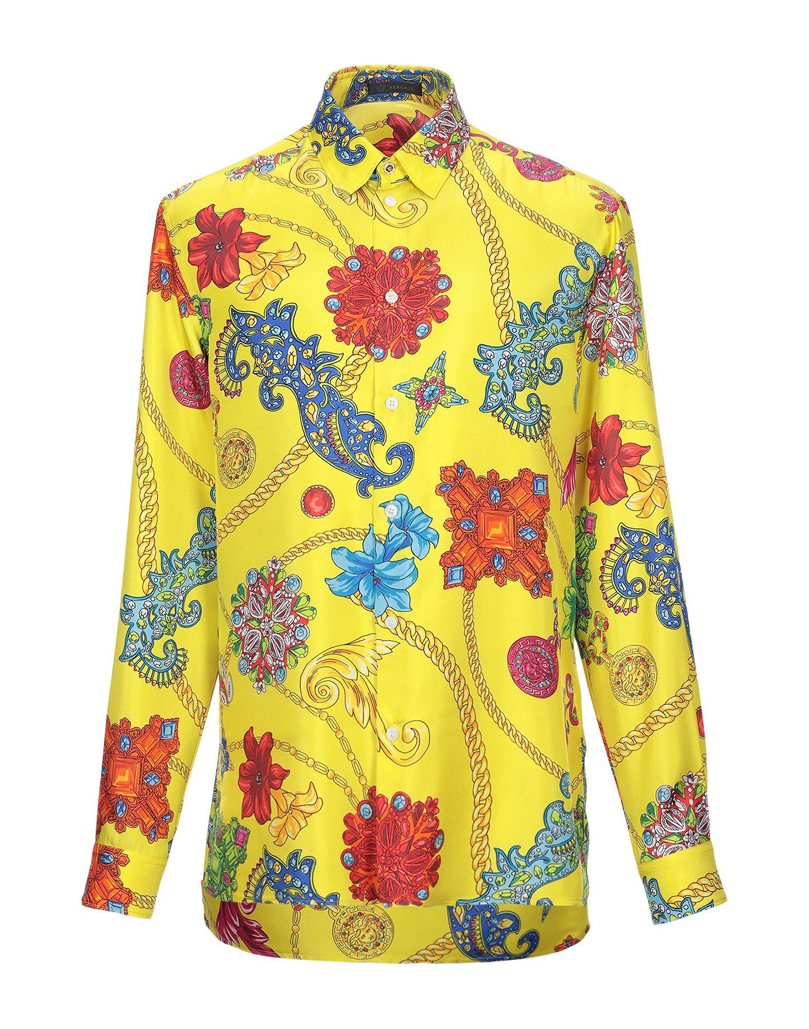 Versace Satin Shirt in Yellow for Men Lyst