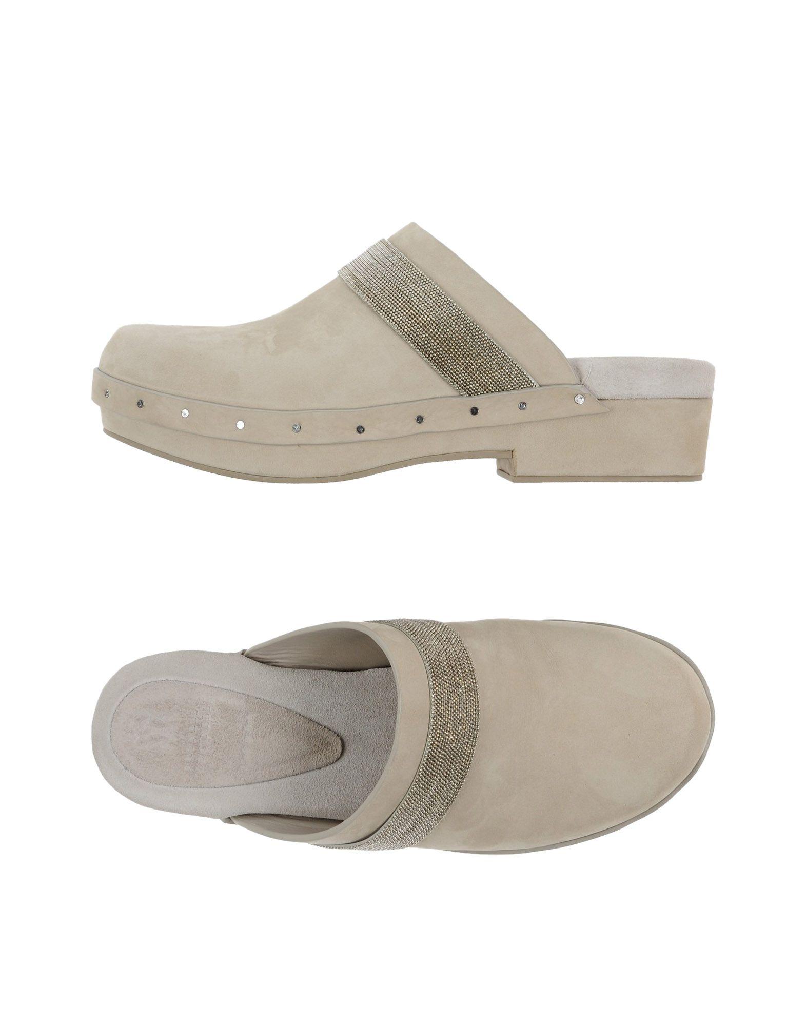 light grey mules