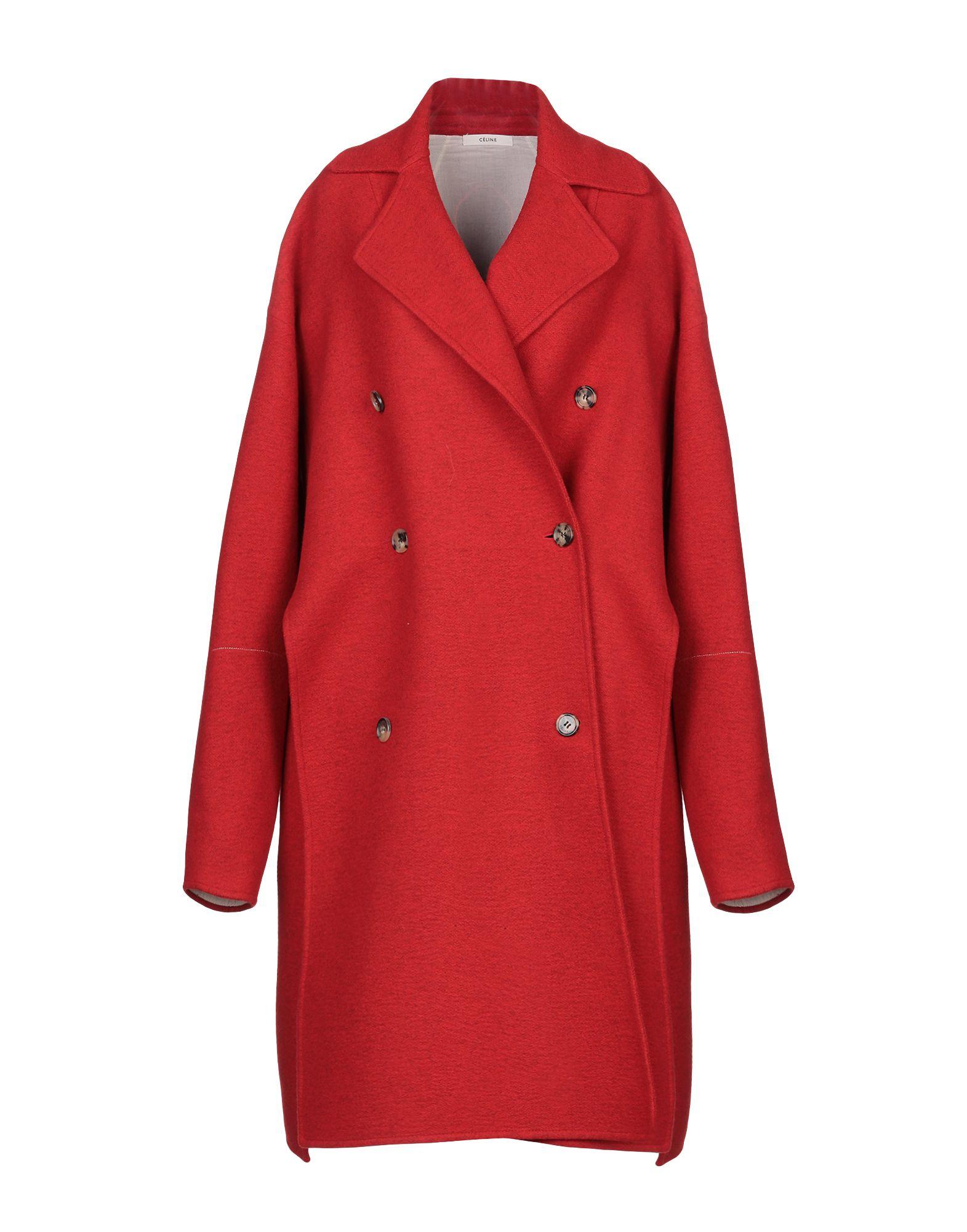 Céline Wool Coat in Red - Lyst