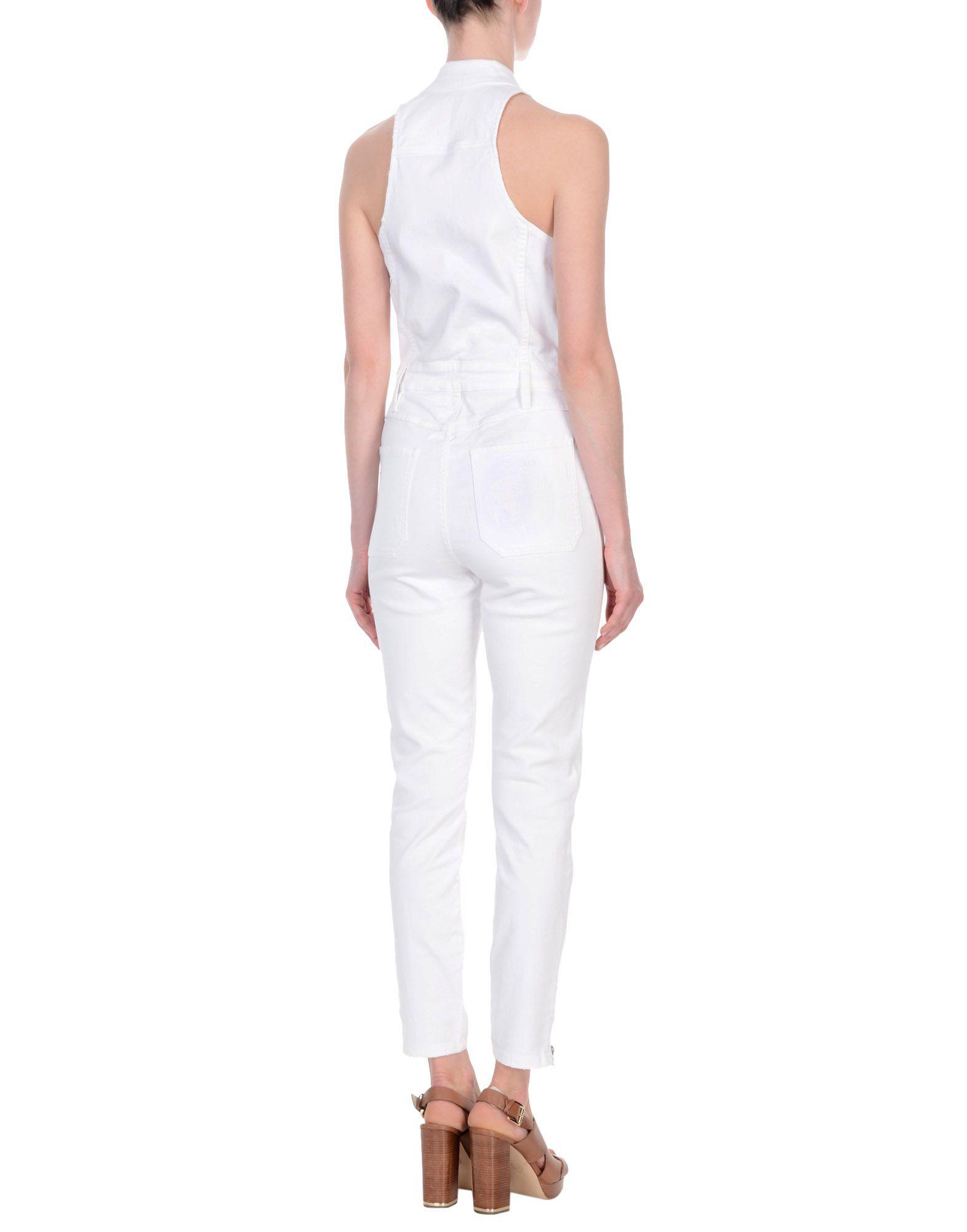 Guess Denim Jumpsuit in White - Lyst