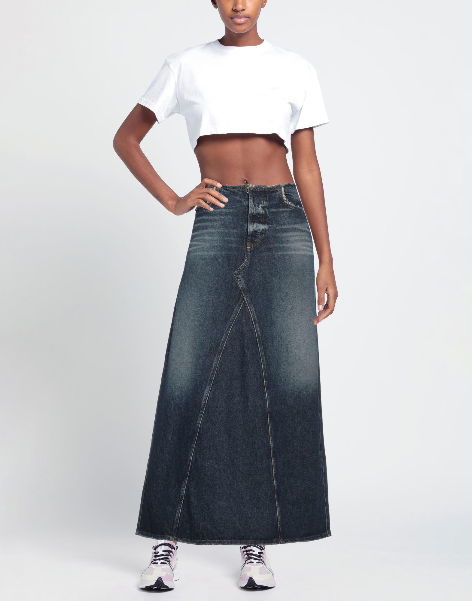 スカート Diesel Gonna Lunga In Denim Women's Long skirt in comfort denim | Blue | Diesel