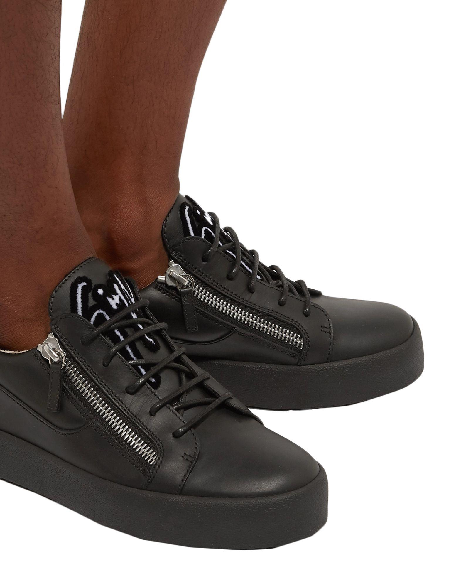 giuseppe zanotti black and white sneakers
