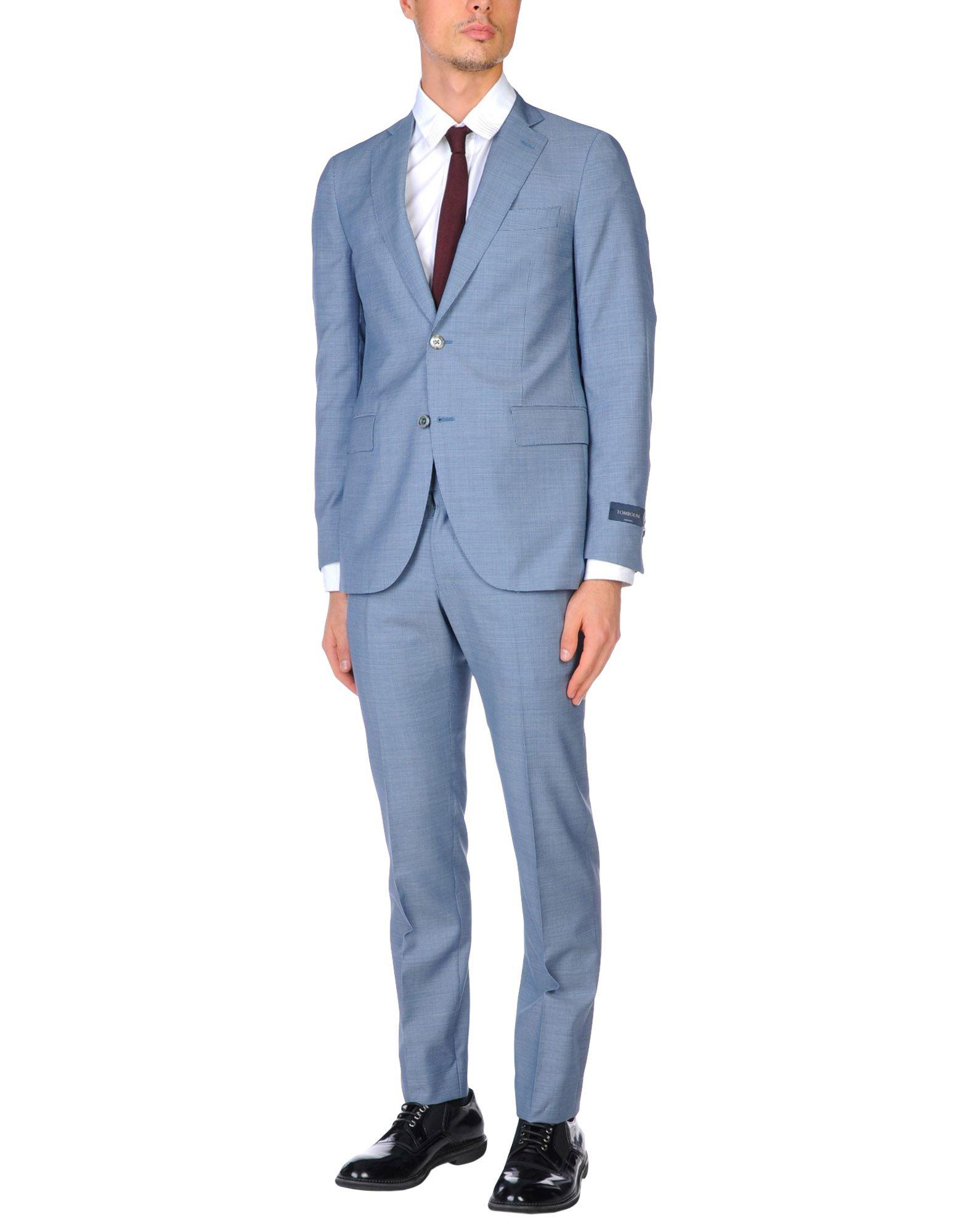 Tombolini Wool Suit In Slate Blue Blue For Men Lyst