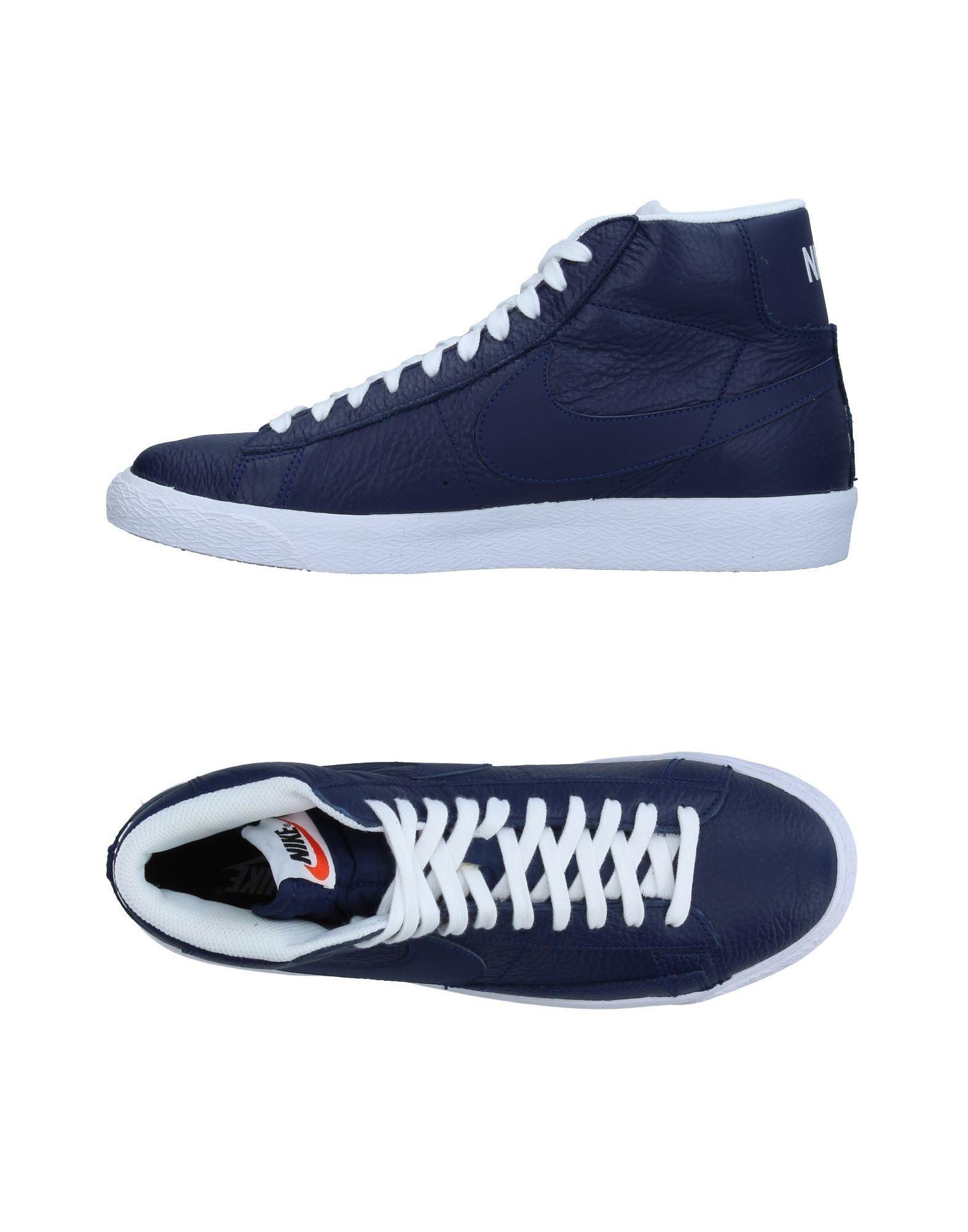 black and blue nikes high tops