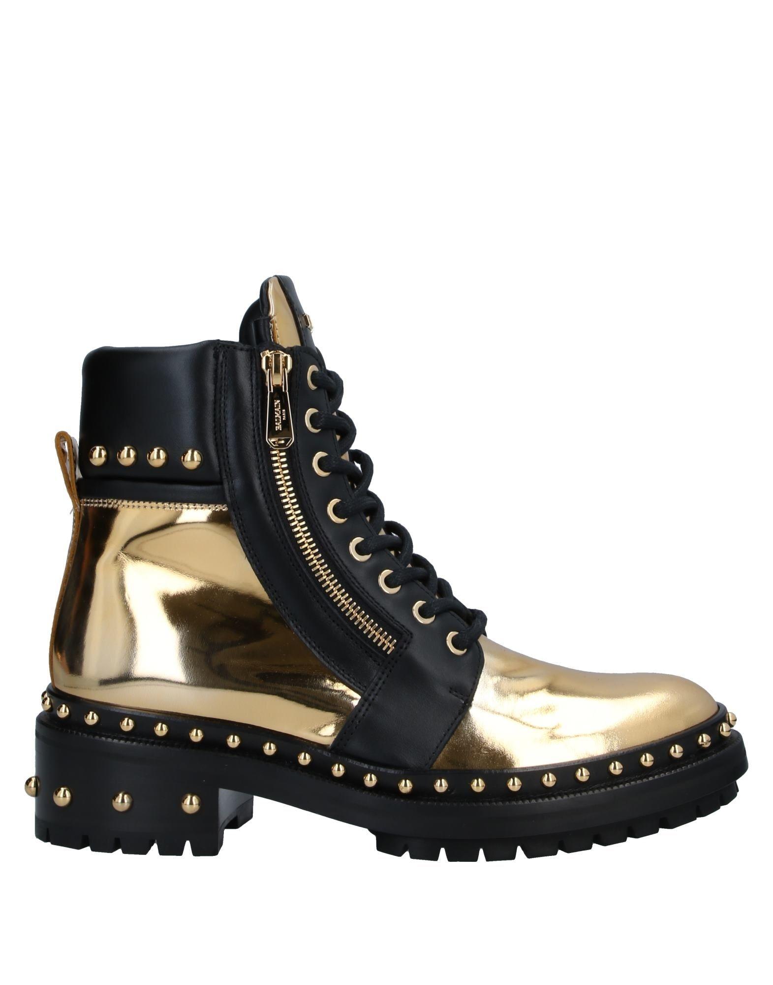 Balmain Leather Ankle Boots Gold (Metallic) - Lyst