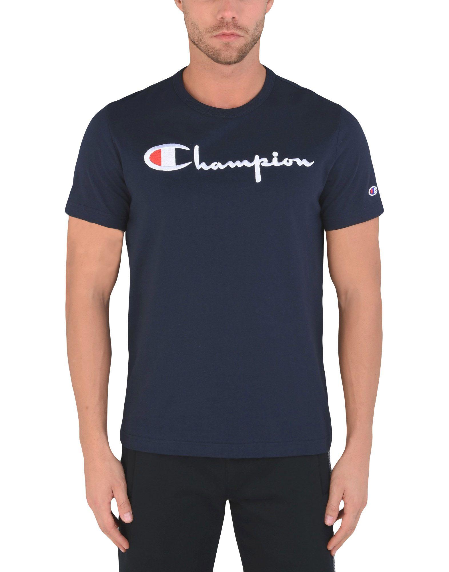 Champion Crewneck shirt men Hommes Short Manche Thé T-shirt Blue 214153-bs003