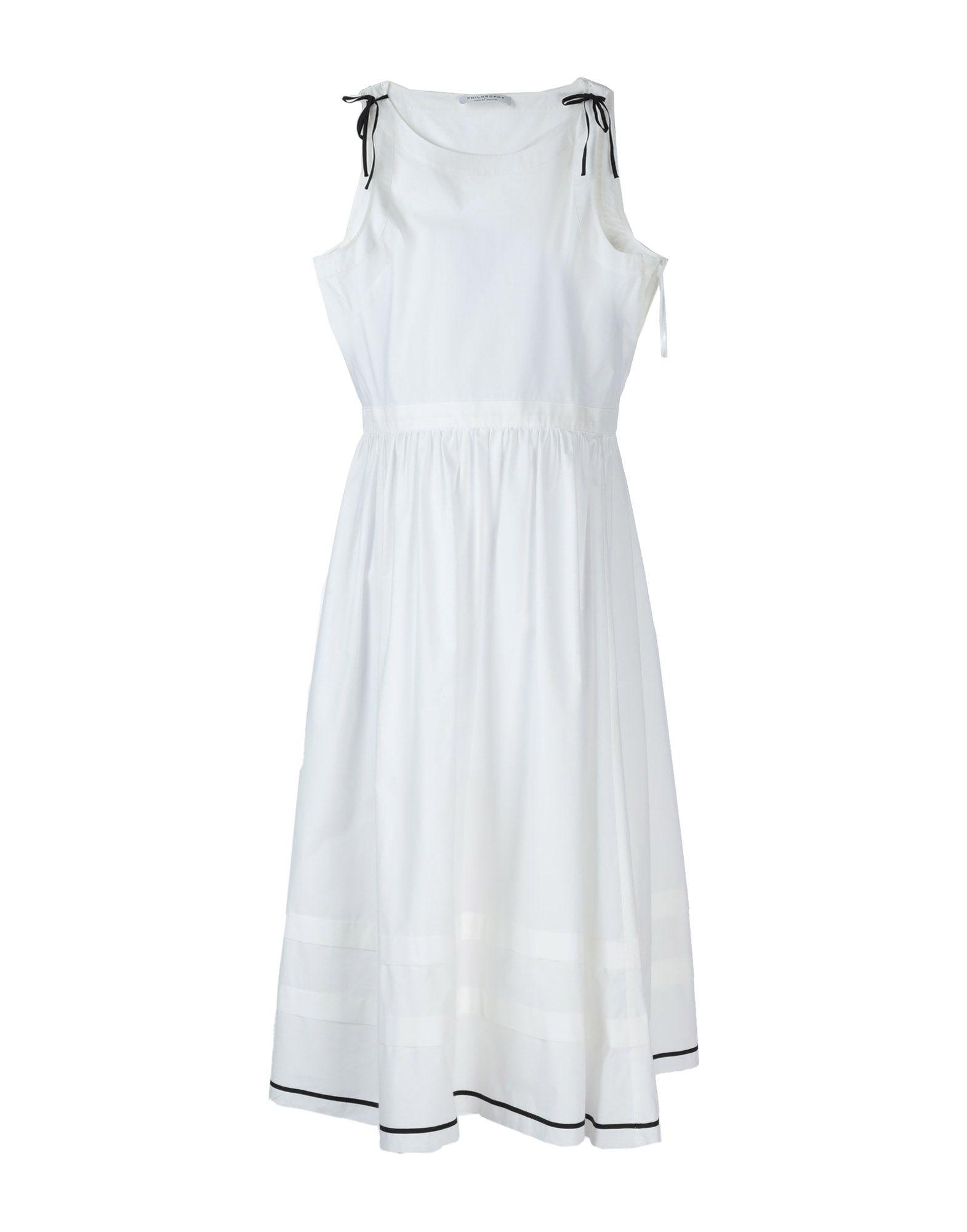 Philosophy Di Lorenzo Serafini Cotton 3/4 Length Dress in White - Lyst