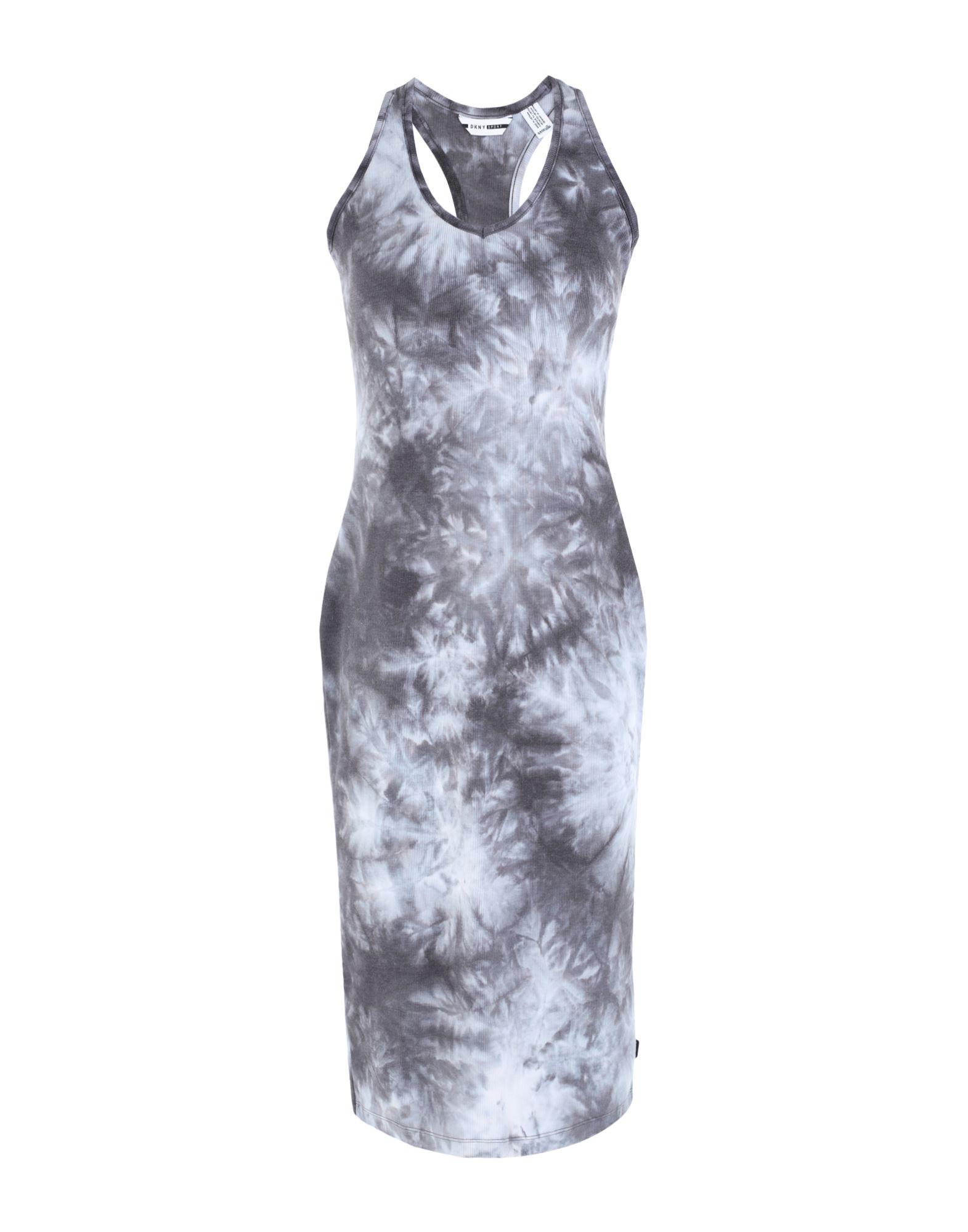 DKNY Baumwolle Midi-Kleid in Grau - Lyst