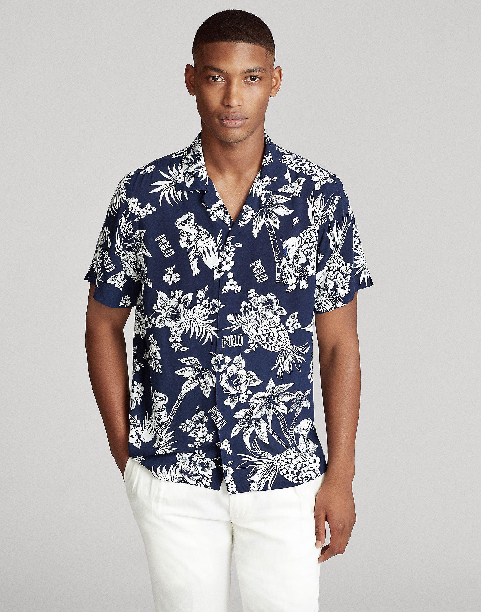 Ralph Lauren Custom Fit Tropical Bear Shirt in Blue for Men | Lyst
