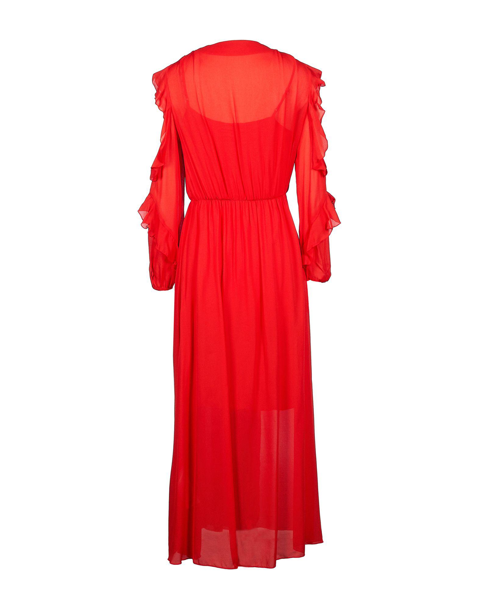 Maje Synthetic 3/4 Length Dress in Red - Lyst