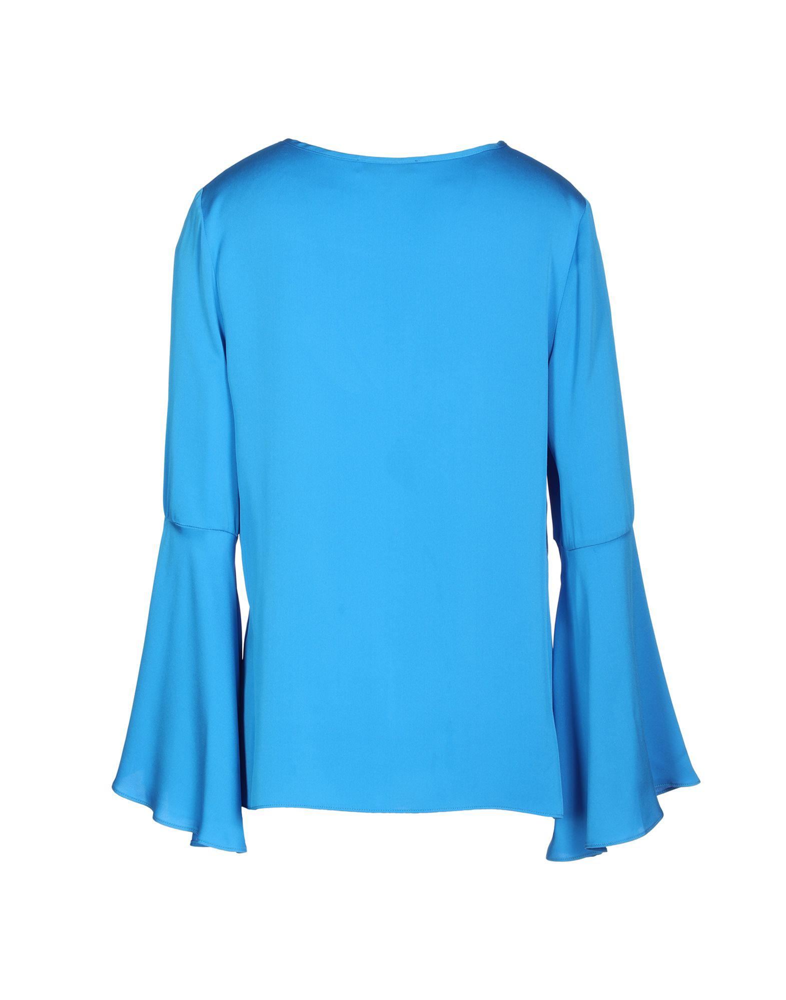 MILLY Silk Blouse in Bright Blue (Blue) - Lyst