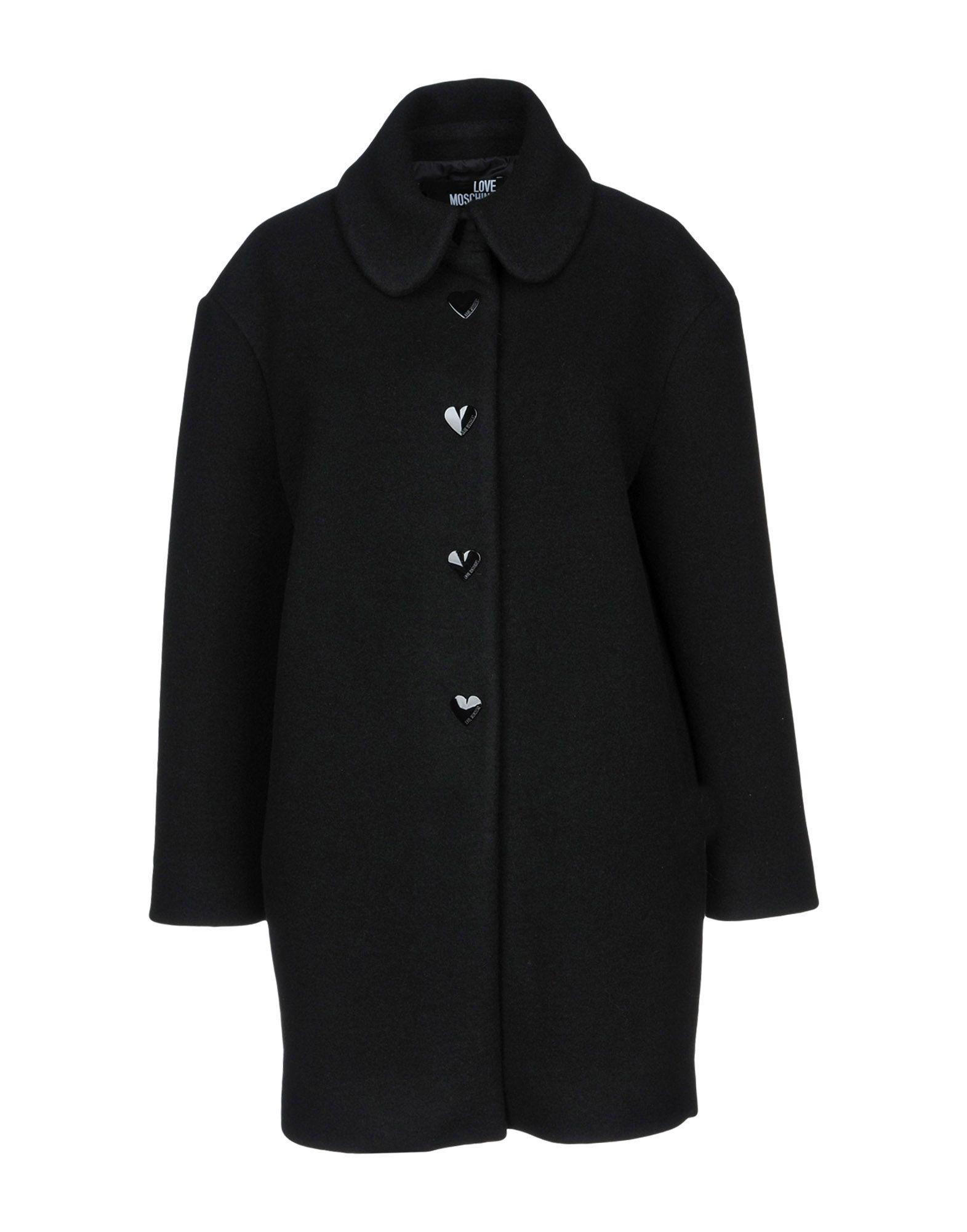 Love Moschino Flannel Coat in Black - Lyst