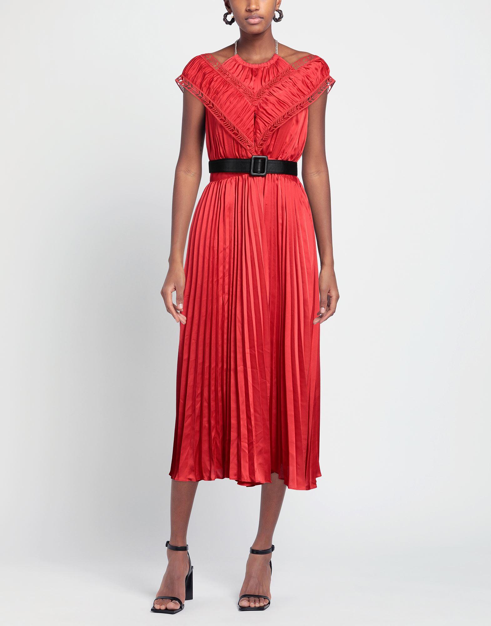 Self portrait red pleated dress cheap