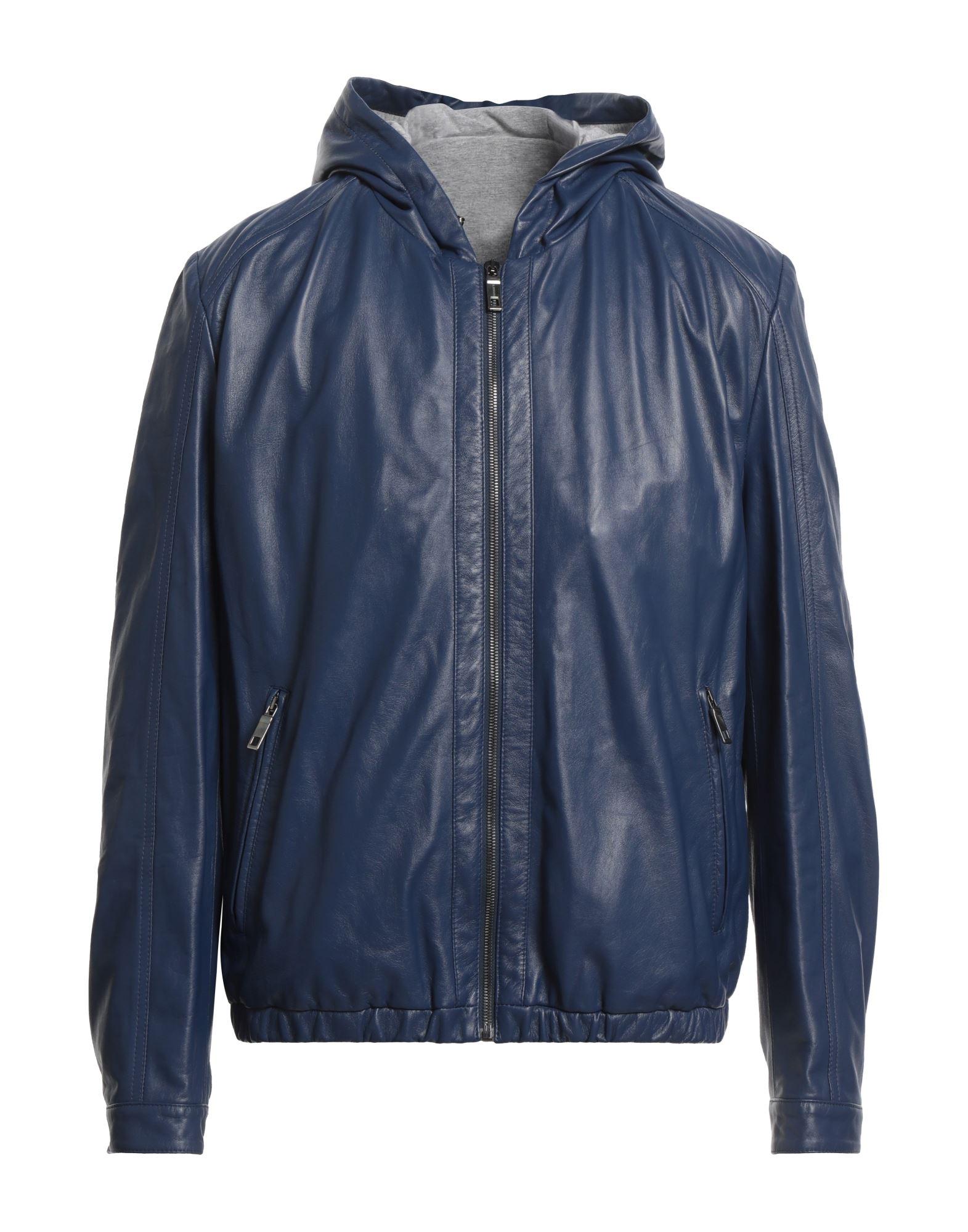 A.Testoni Jacket Leather in Blue for Men Lyst