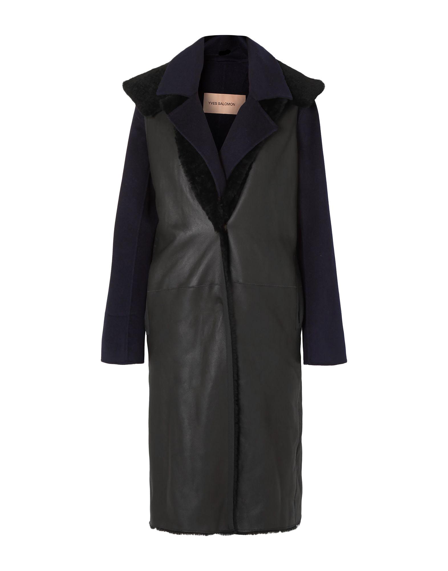 Yves Salomon Coat in Black | Lyst