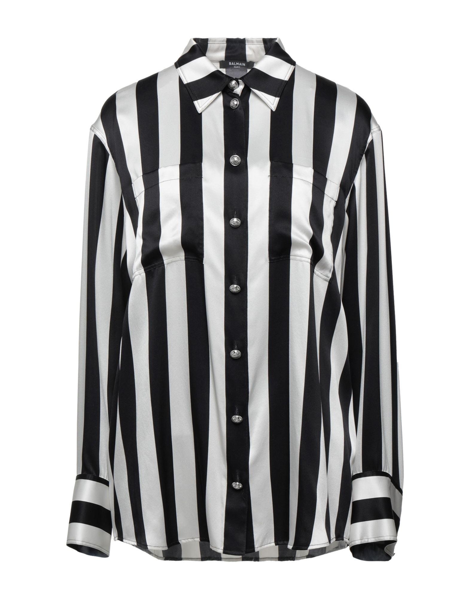 Balmain Satin Shirt in Black | Lyst