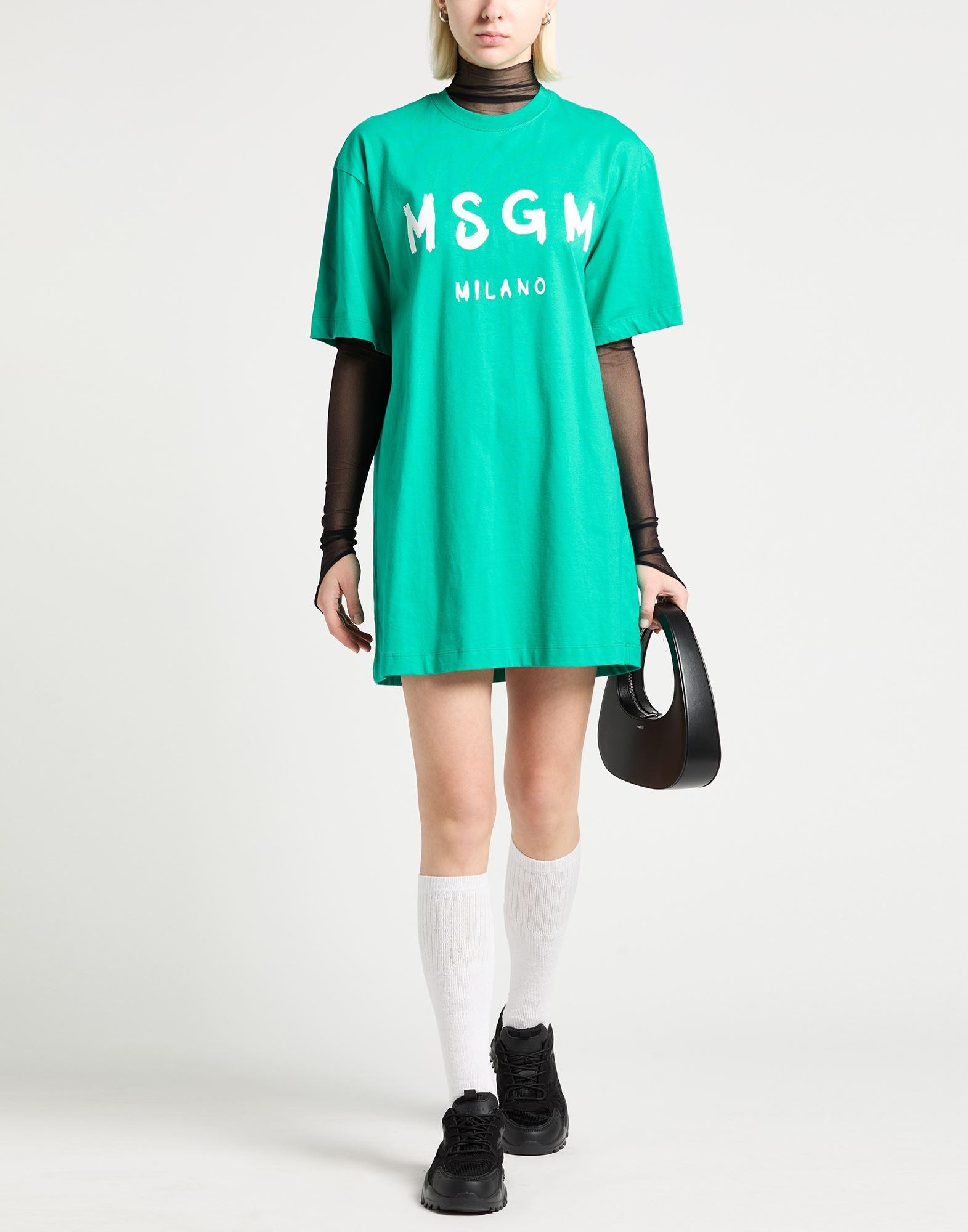 msgm green dress MSGM MSGM | Beige and Green Dress 3441MDA35