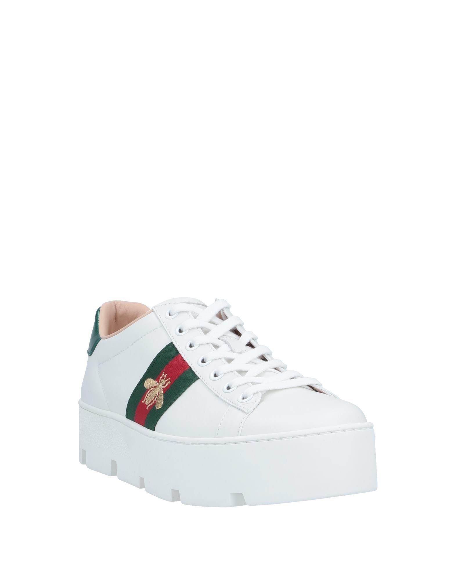 Gucci Ace Embroidered Leather Platform Sneaker in White | Lyst