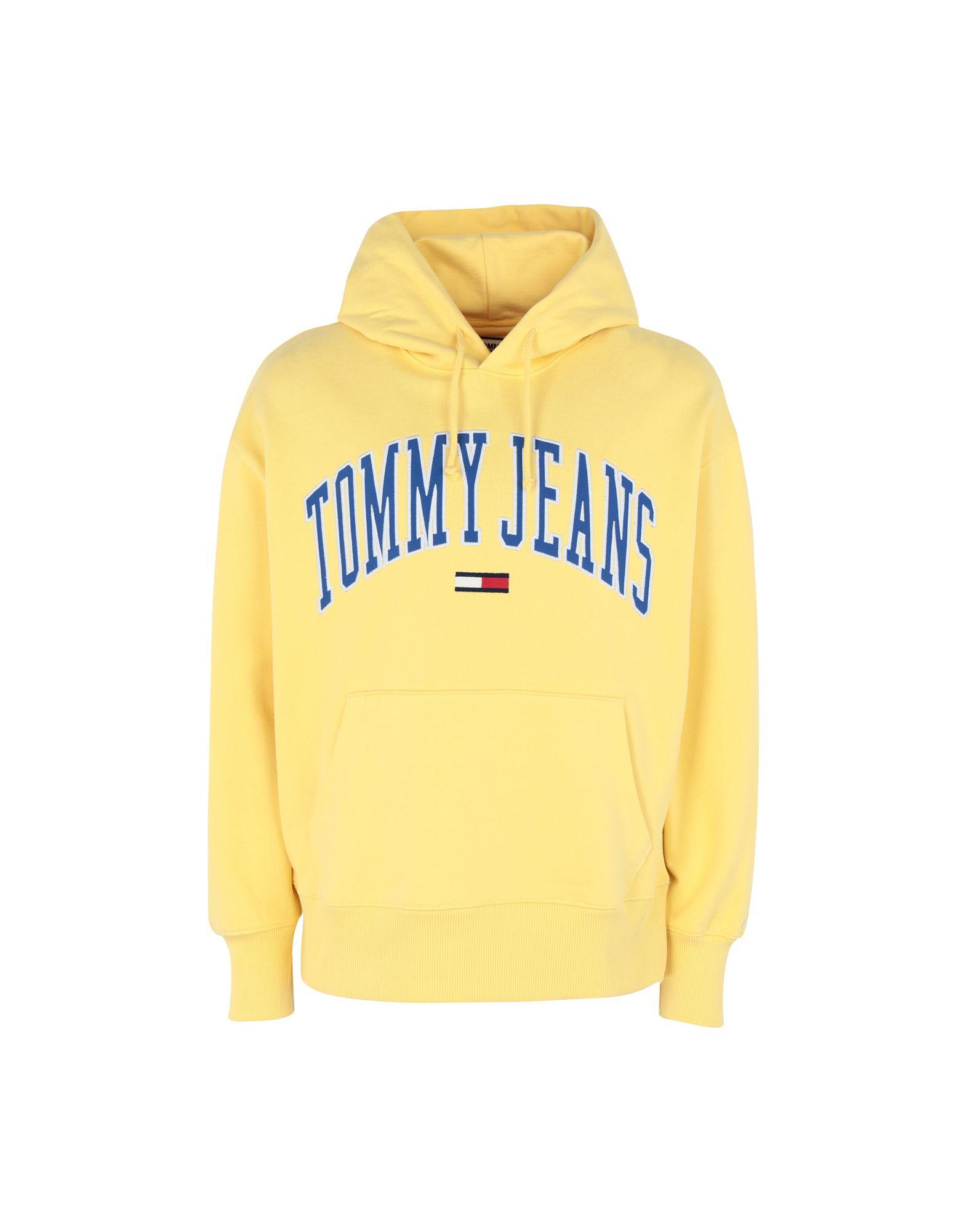 Tommy Hilfiger Denim Logo Hooded Sweatshirt in Yellow for Men | Lyst