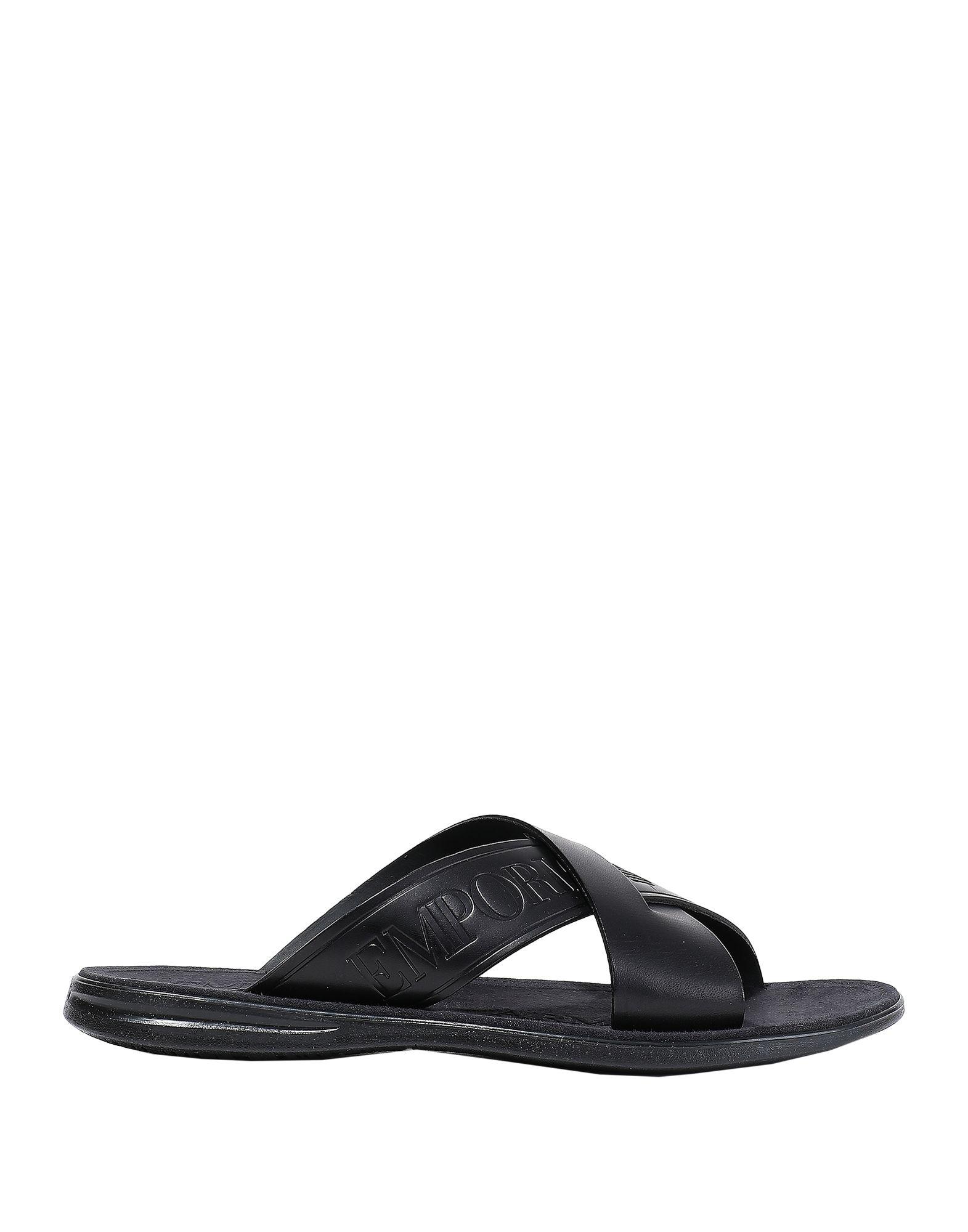 Emporio Armani Leather Sandals in Black for Men - Lyst