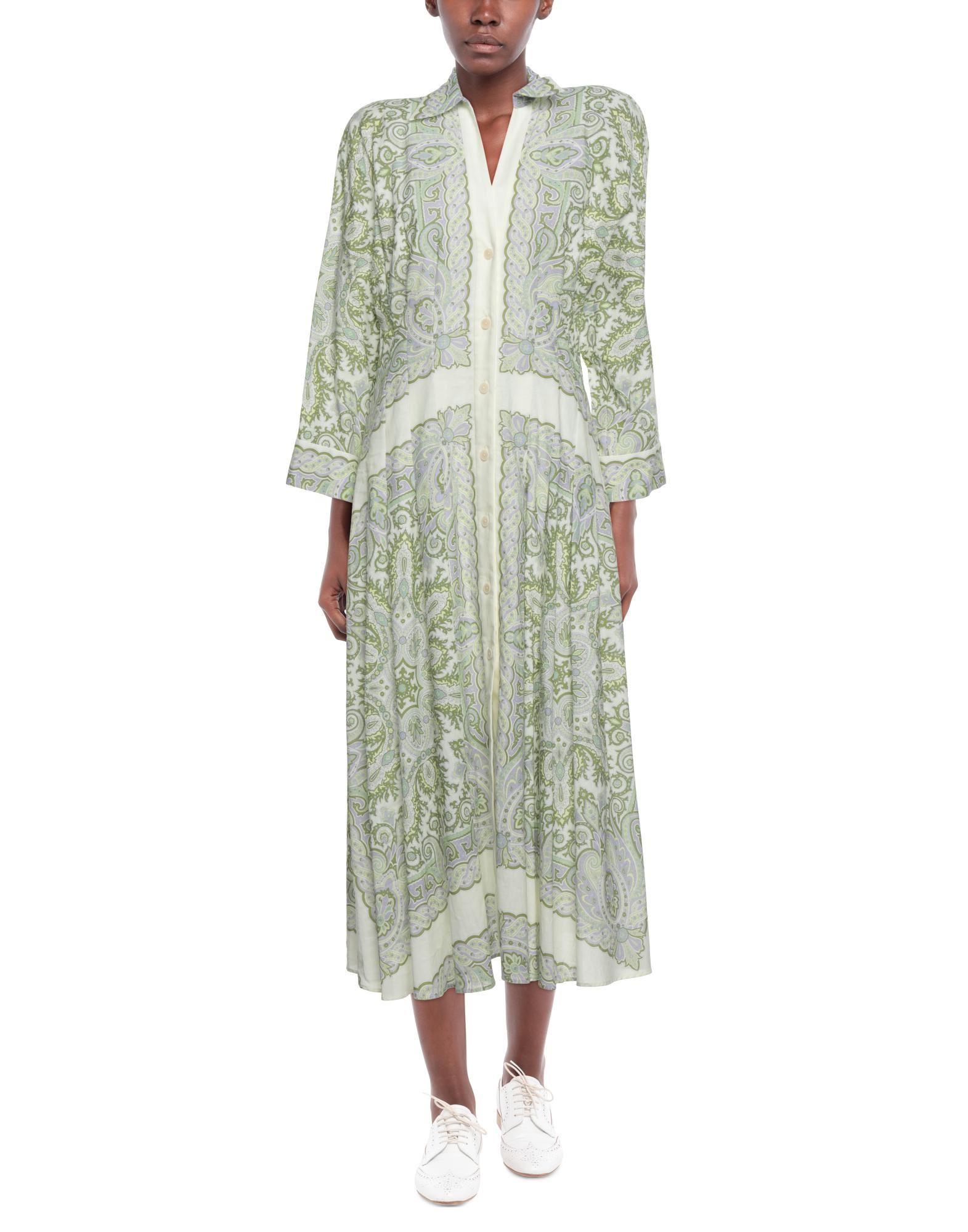 Sandro Linen Long Dress in Light Green 