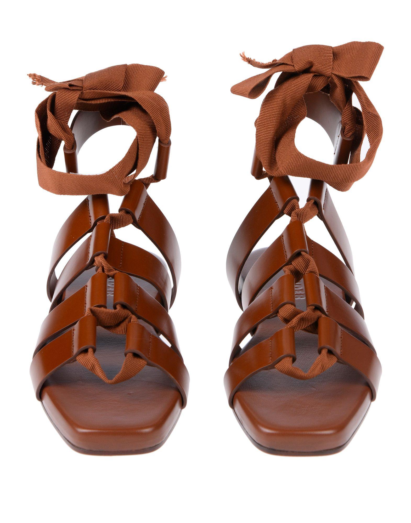 Jil Sander Leather Sandals in Brown - Lyst